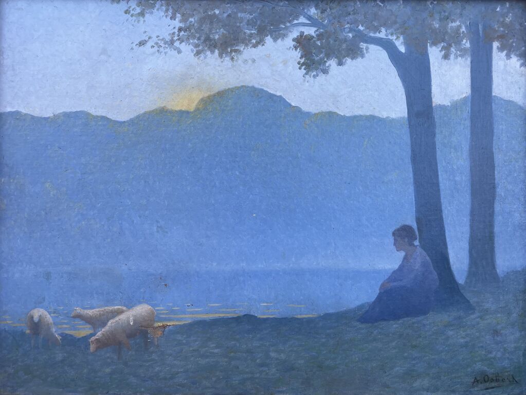 Null Alphonse OSBERT (1857-1939)
"The shepherdess of the morning".
Oil on canvas&hellip;