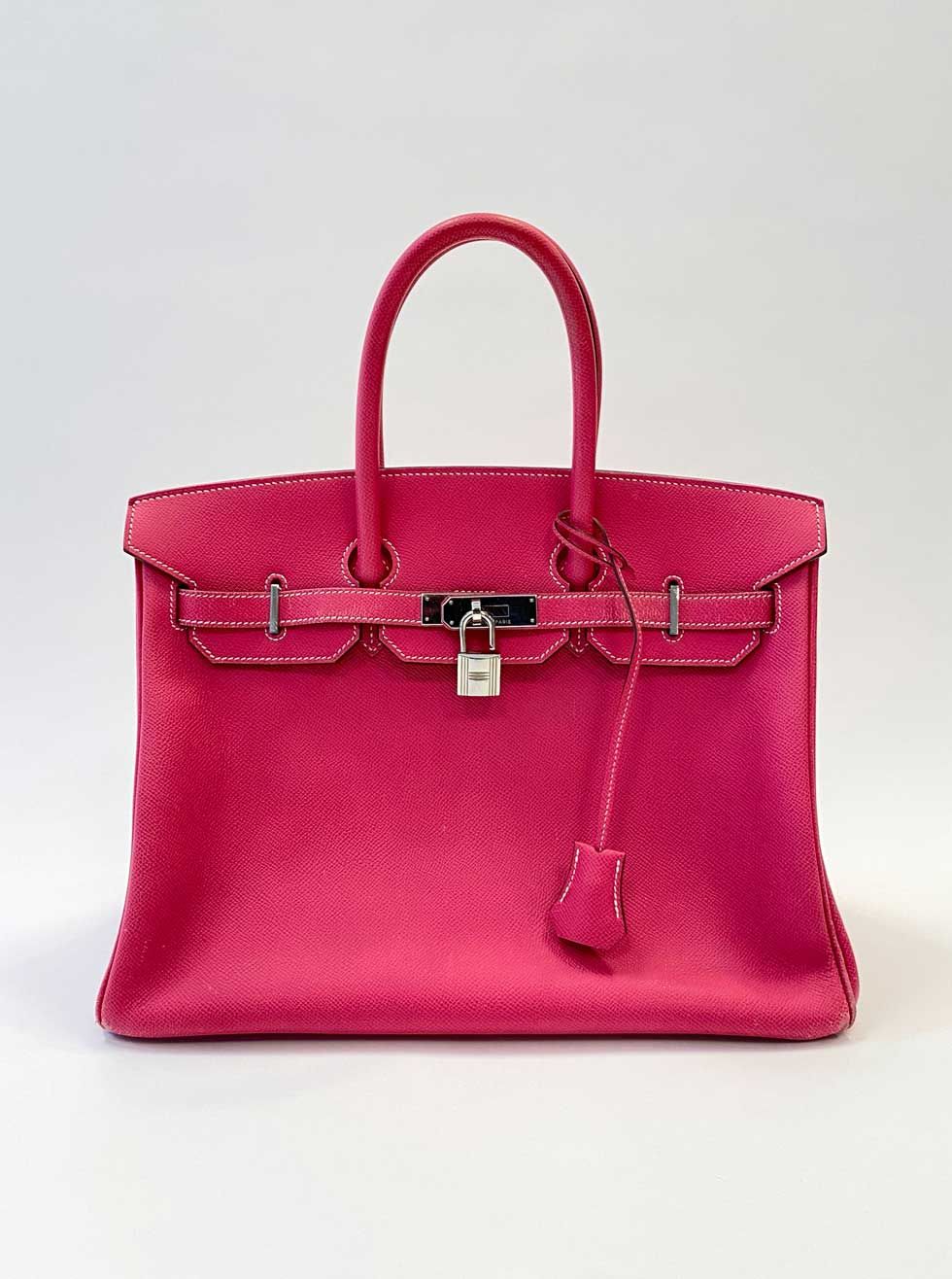 Null HERMES 

Handbag Birkin model in pink Epsom calf Tyrian 

Silver plated met&hellip;