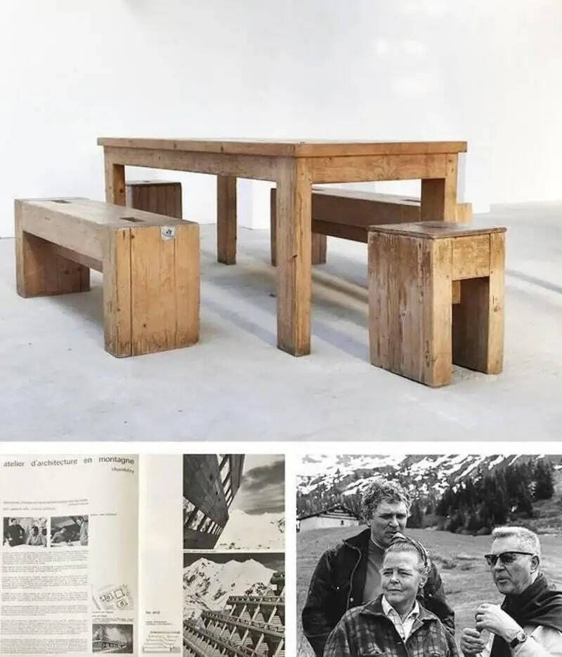 Null 让-普鲁瓦（1901-1984 年）和居伊-雷米莱（1929-2017 年）、
长方形餐桌，木制，瓦努瓦斯避难所，CAF
约 1967 年
法国莱阿克&hellip;