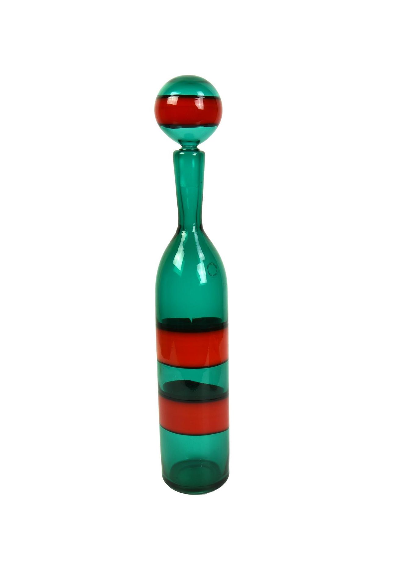 Venini, Murano 维尼尼，穆拉诺

带瓶塞的瓶子

手工吹制和手工加工的玻璃，有彩色乳白玻璃带，直径8厘米，高45厘米

标签 威尼尼, 穆拉诺

&hellip;