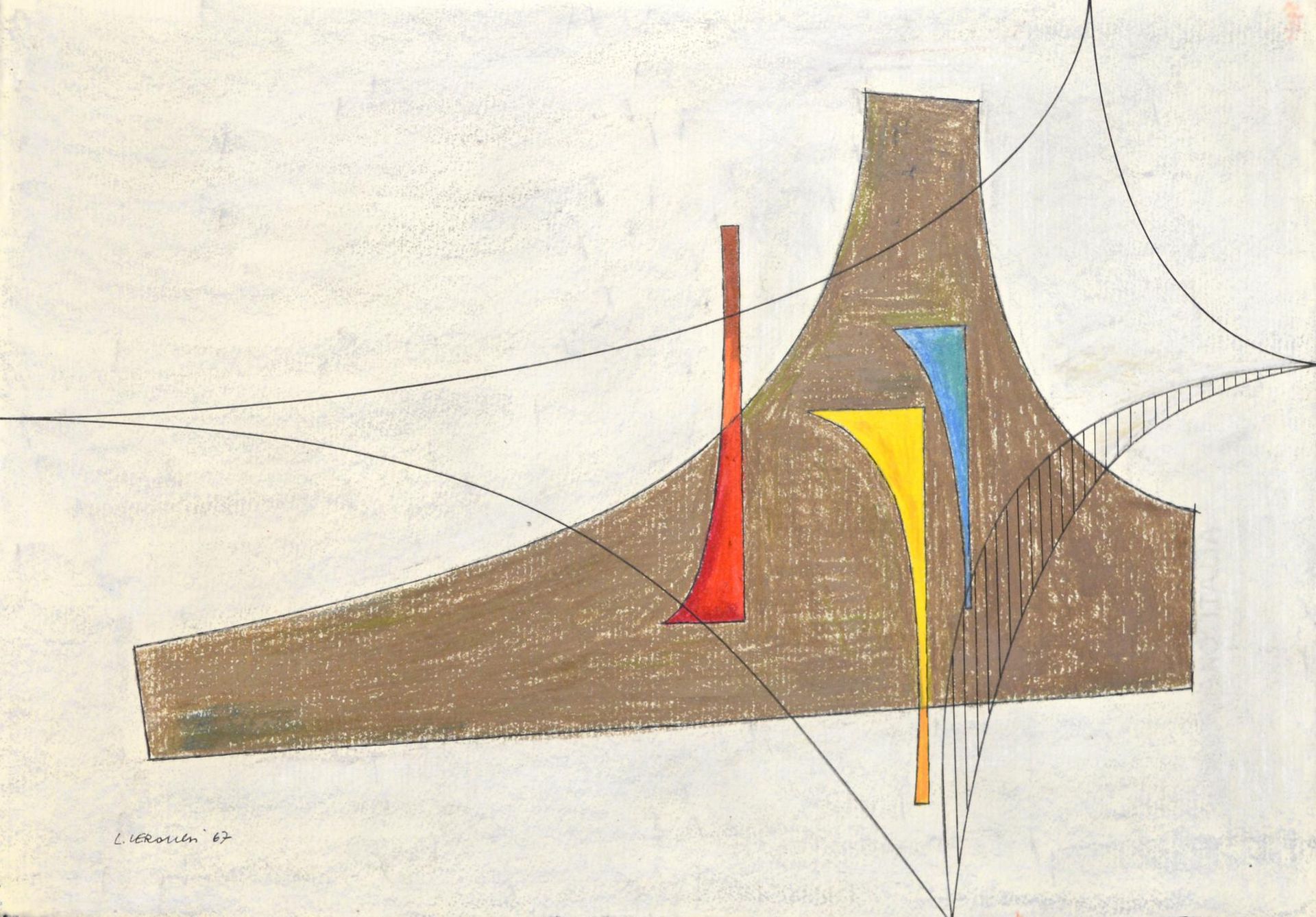 Luigi Veronesi 路易吉-维罗内西

构成

纸上粉彩和印度墨水，34x49厘米

签名和日期



于1967年执行



出处

现任主人直接从&hellip;
