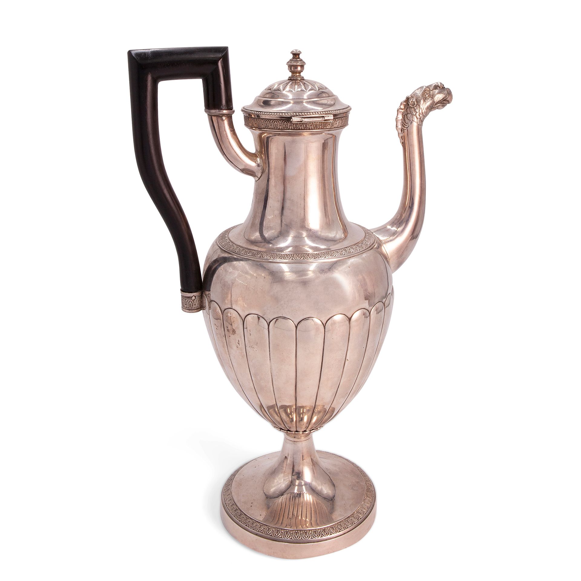 Large Belgian silver coffee pot 新古典主义时期制造 总重量29.9盎司，13.3x9x4.5英寸。