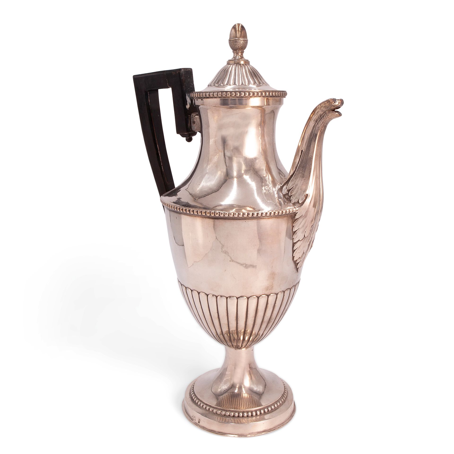 Genoese silver coffee pot 新古典主义时期制造 总重量29.3盎司，12.9x7.8x5.9英寸。