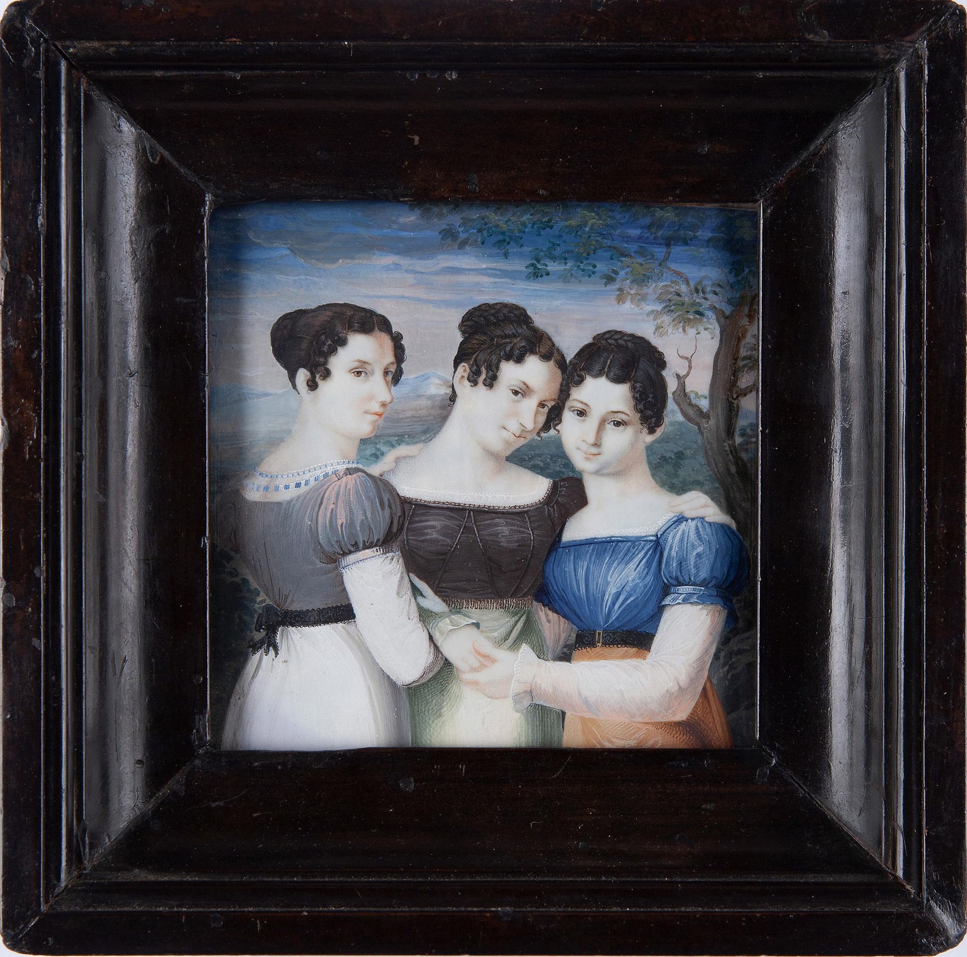 Portrait miniature of three young girls, Italy -possibly Milan- first half of th&hellip;