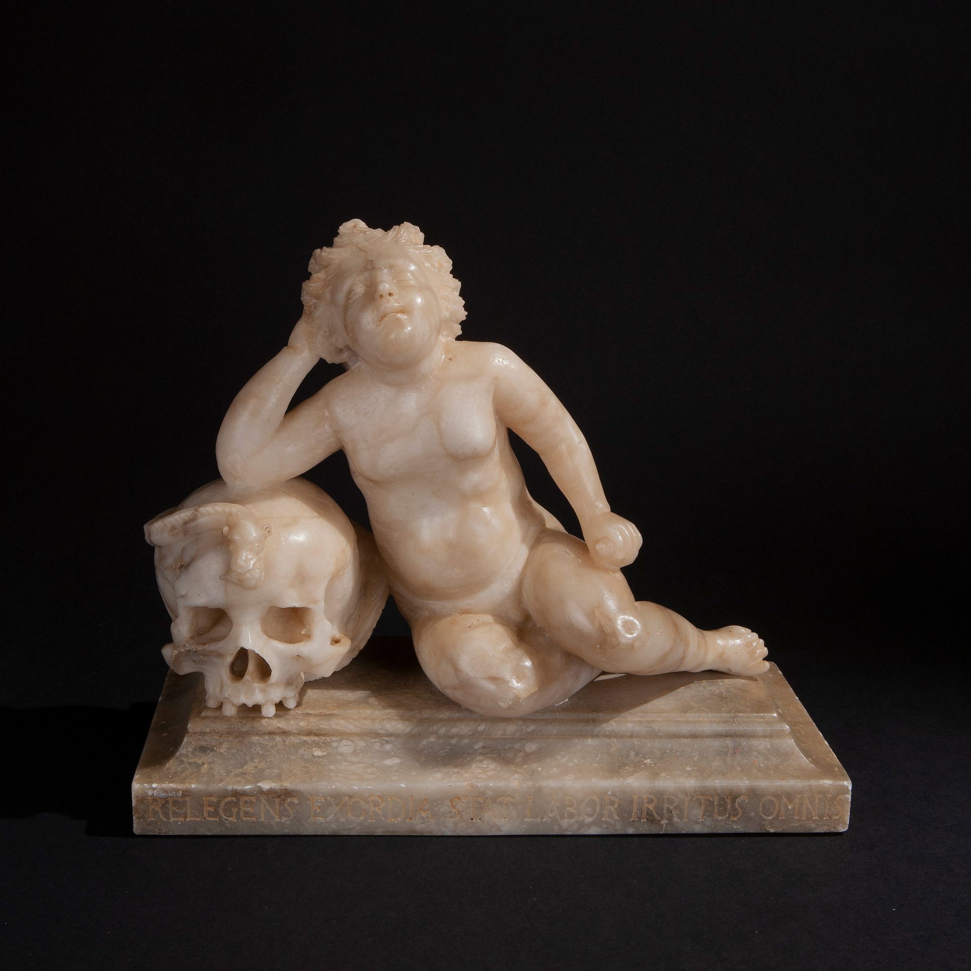Marvellous alabaster sculpture representing a Memento Mori, Central Italy 17th c&hellip;