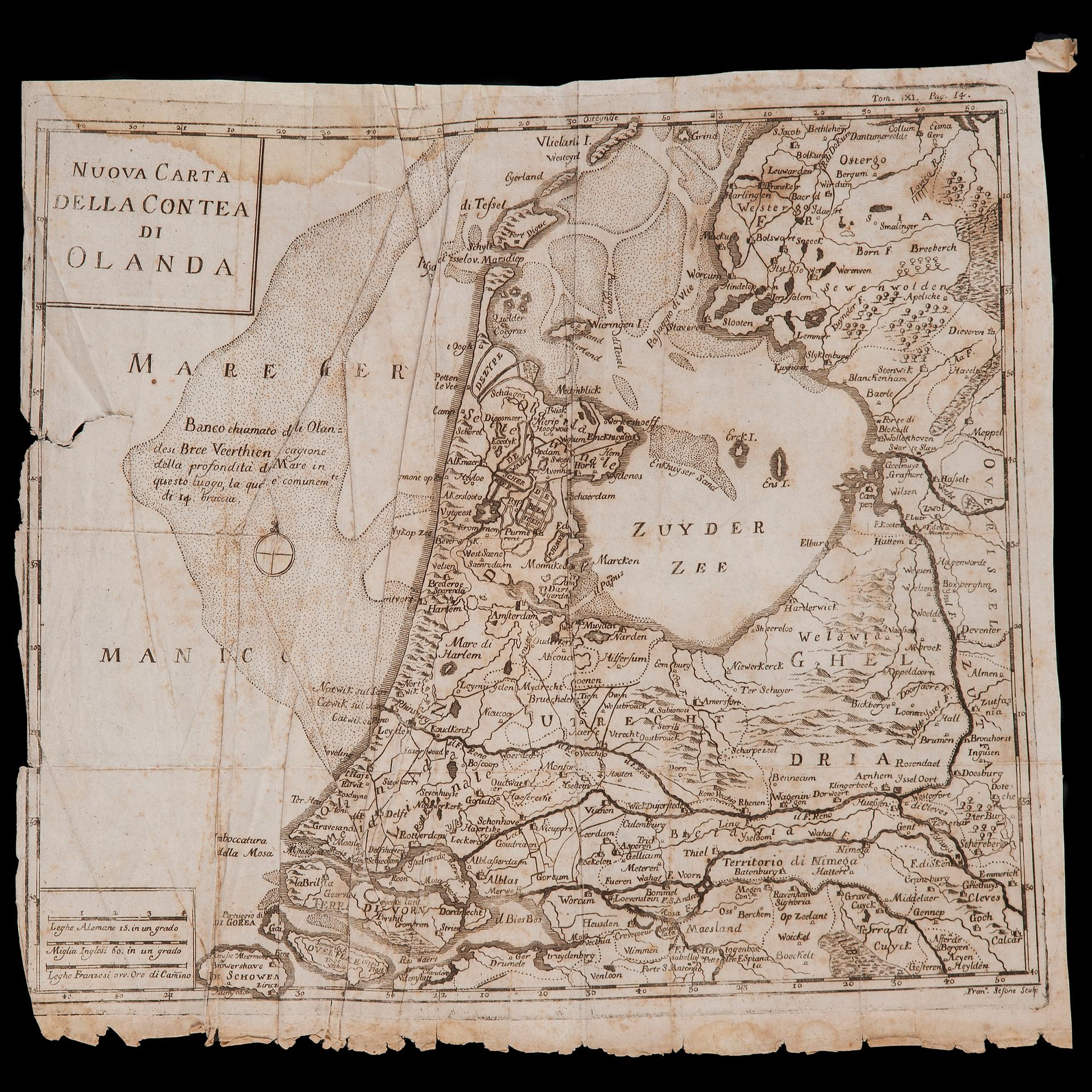 Francesco Sesone (? 1705 - active until 1733), 'Nuova carta della Contea di Olan&hellip;