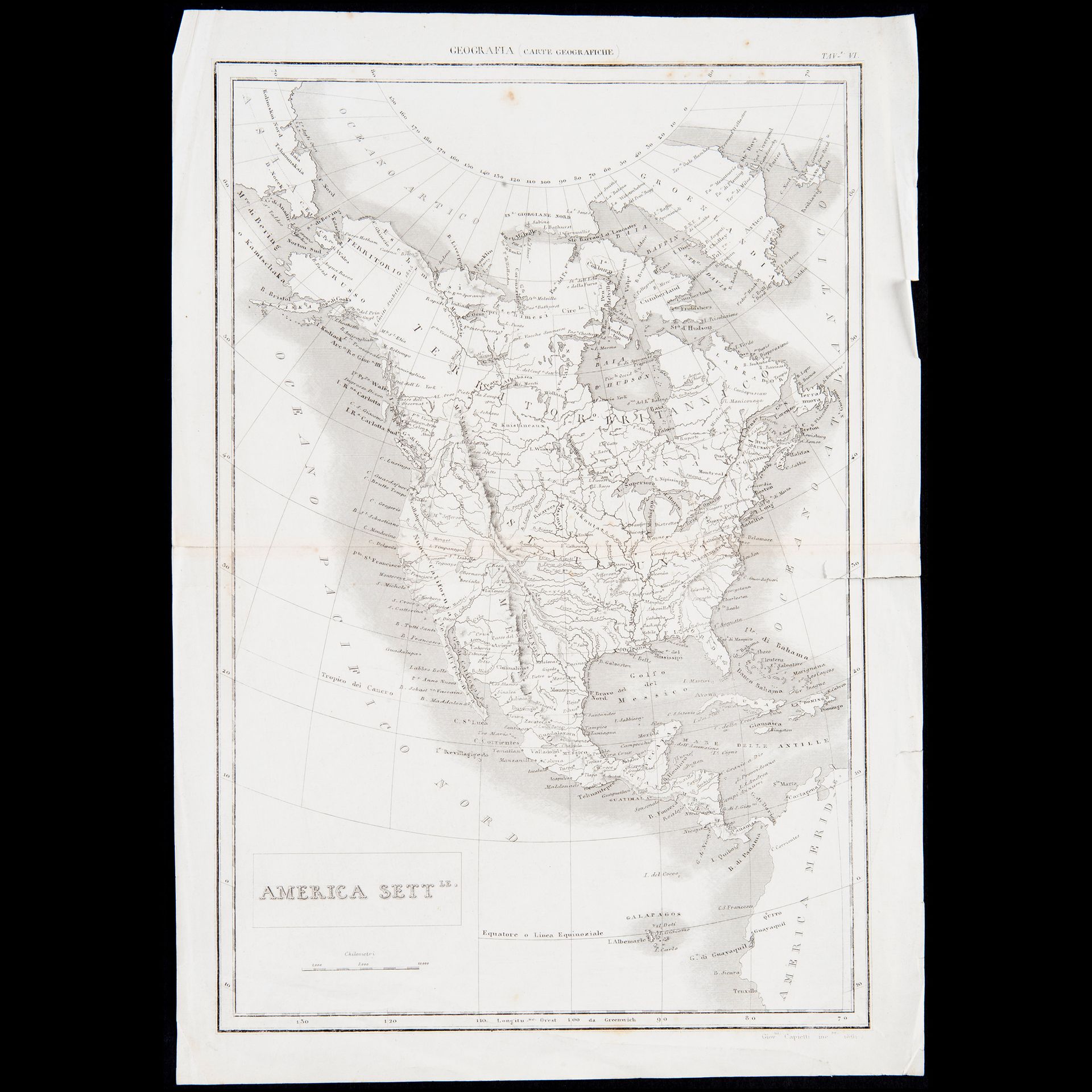 Giovanni Capietti, Map of North America, Italy 1861 Engraving taken from the sec&hellip;