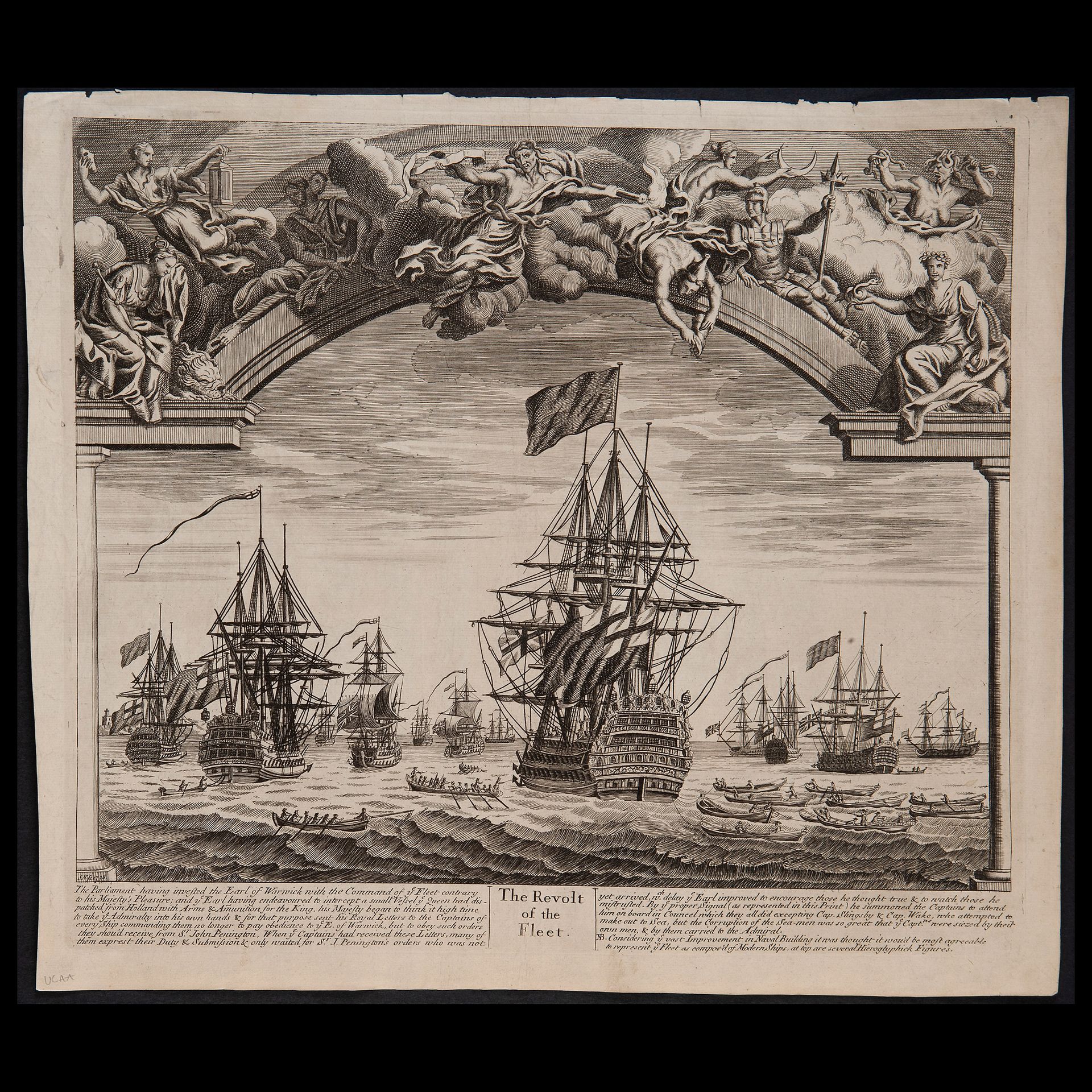 The Revolt of the Fleet', 1728 铺纸雕版画取自约翰-哈里斯（1686-1740年）的作品，现存于耶鲁大学英国艺术中心。左边柱子的底&hellip;