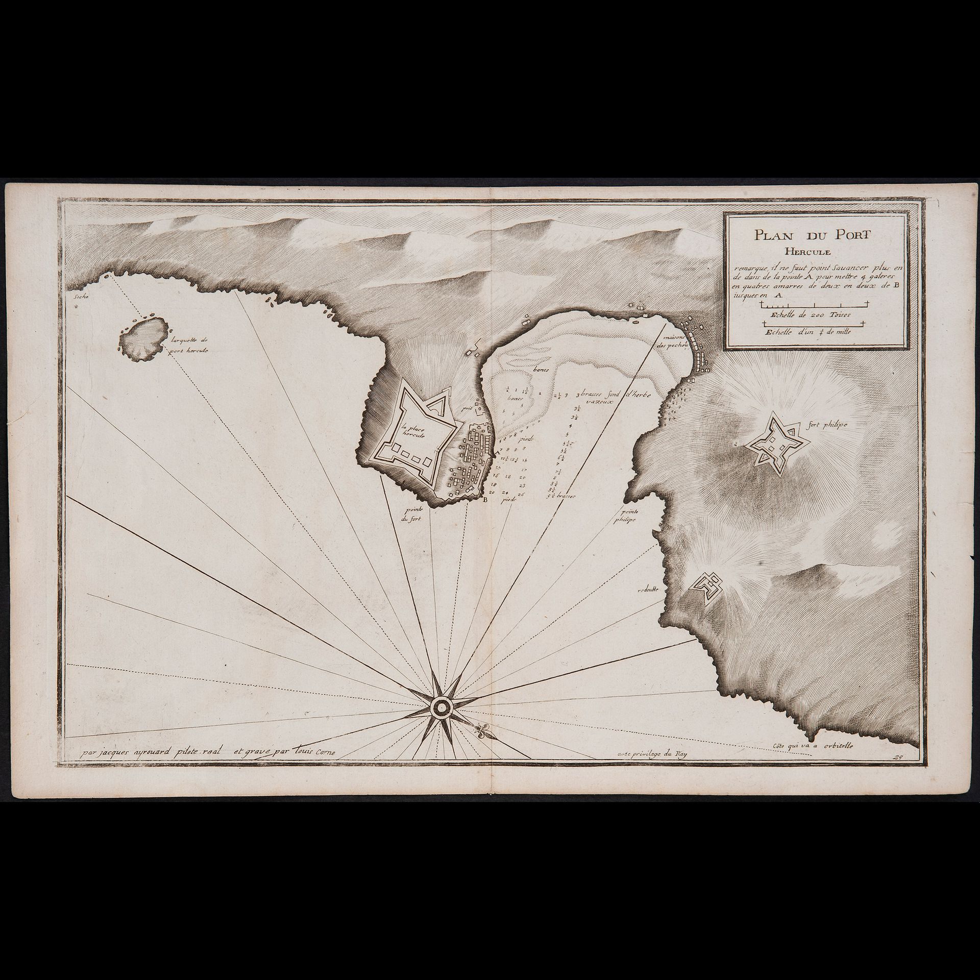 Jacques Ayrouard (active 1730 - 50), Plan du port Hercule, first half of the 18t&hellip;