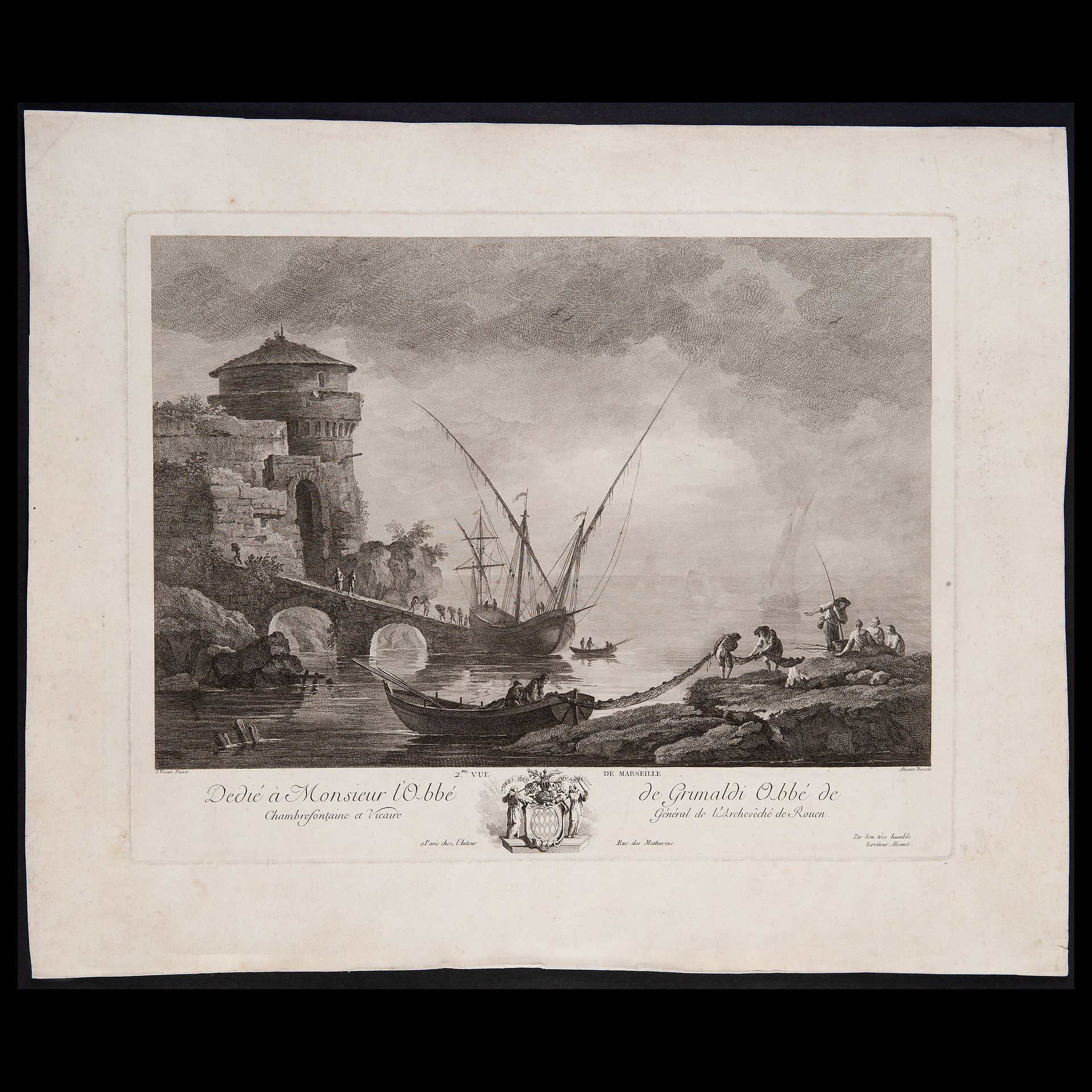 Jean Jacques Aliamet (Abbeville 1726 - Paris 1788), Seascape with Fishermen, Fra&hellip;