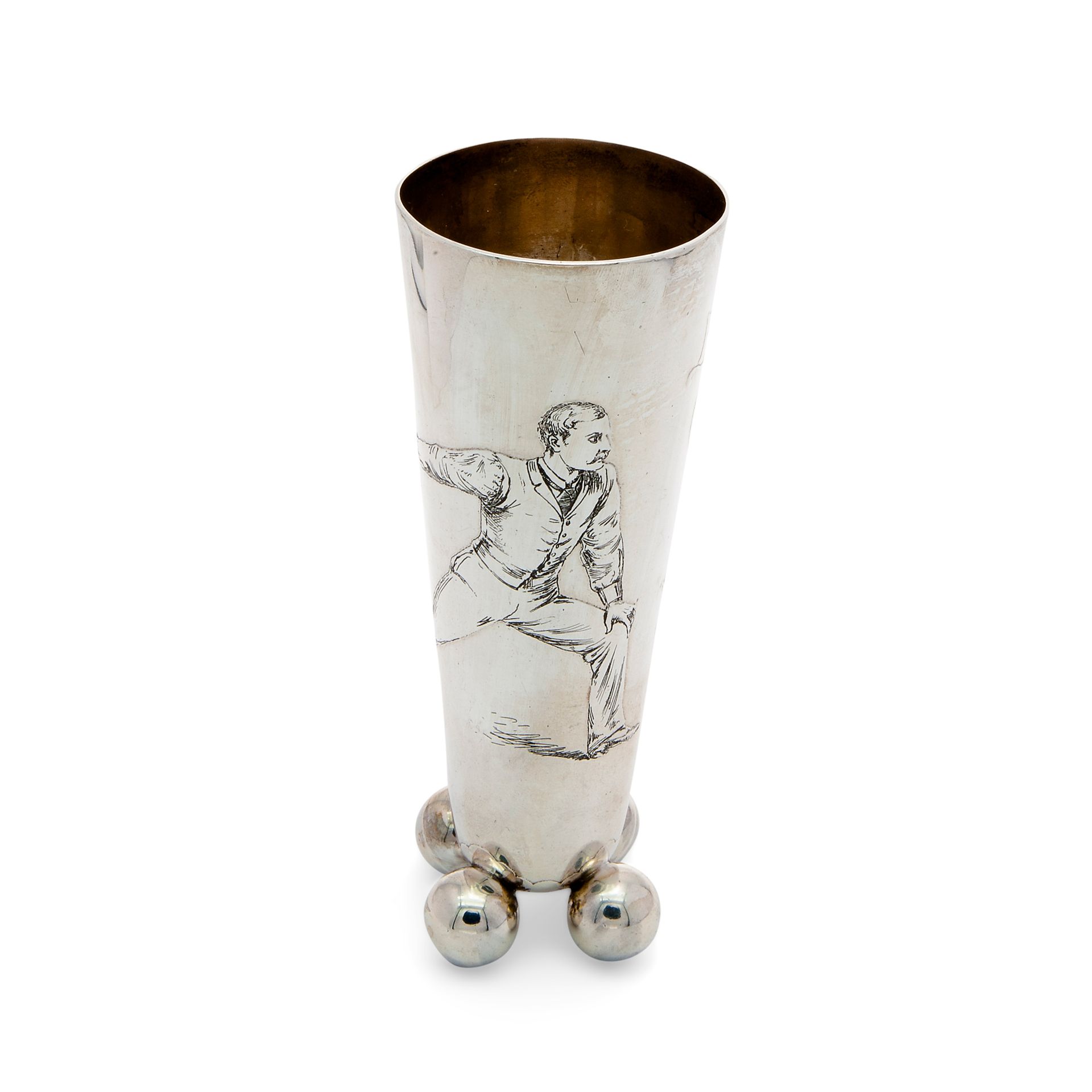American silver trumpet vase, 19th century 壶身刻有："1886年保龄球锦标赛 - 由Emilio Jorini赢得；&hellip;