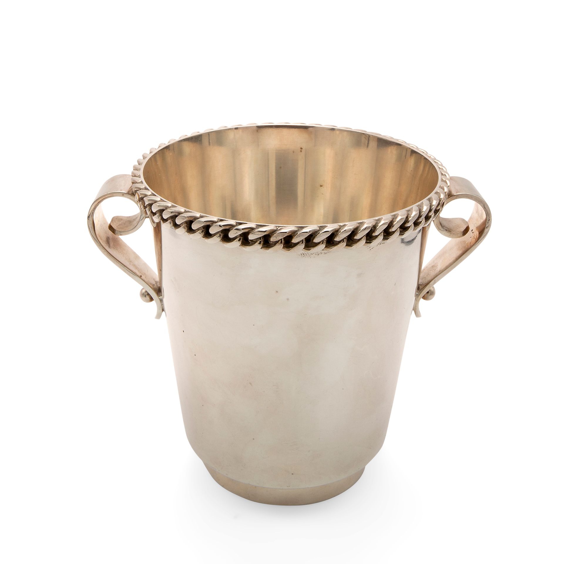 Ice bucket, Jean Després style 标有 "Meurgey Paris - metal argent"，尺寸为5.9x5.7x5.5英&hellip;