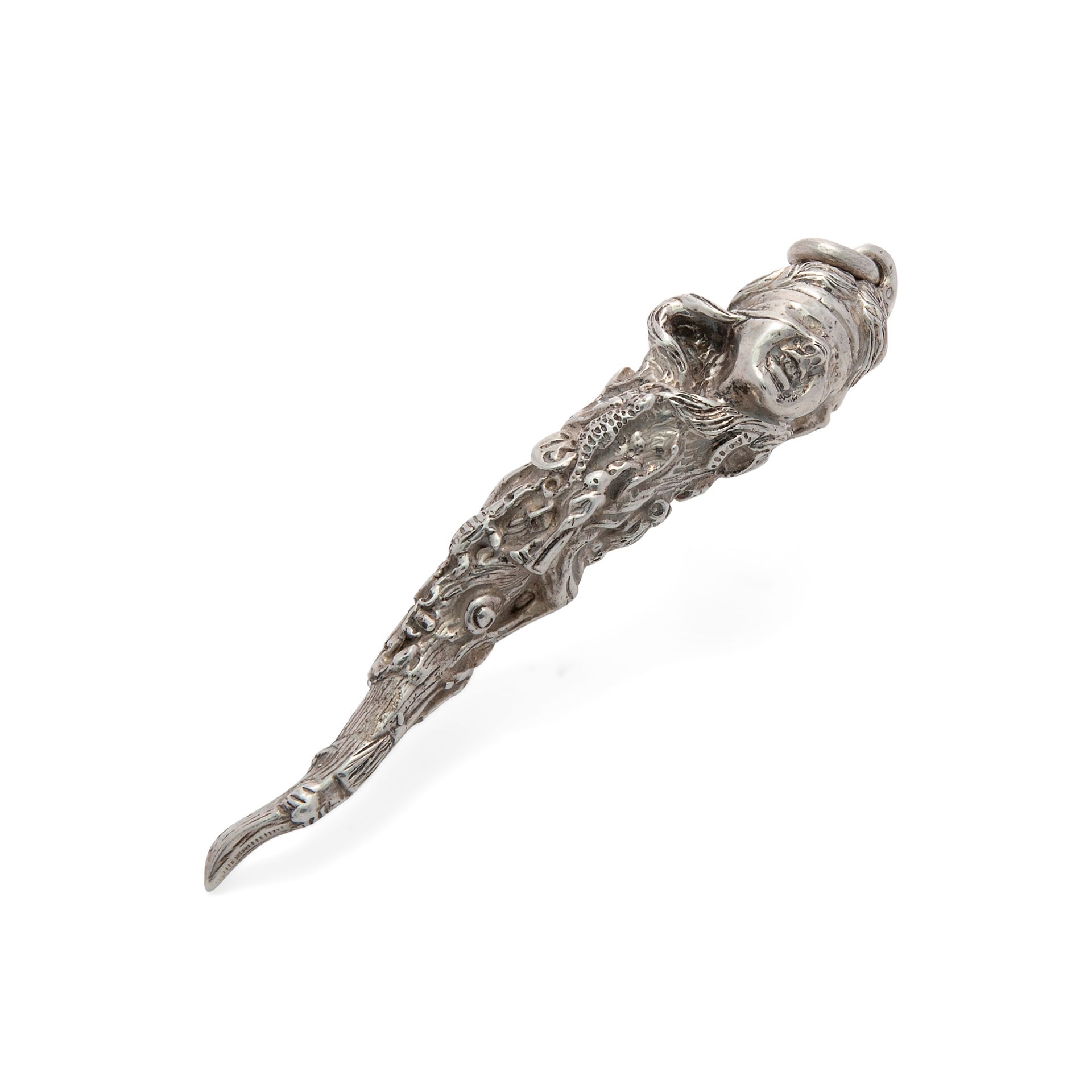 Silver horn depicting the Goddess Fortuna Old manufacture pendant, hallmarks ide&hellip;