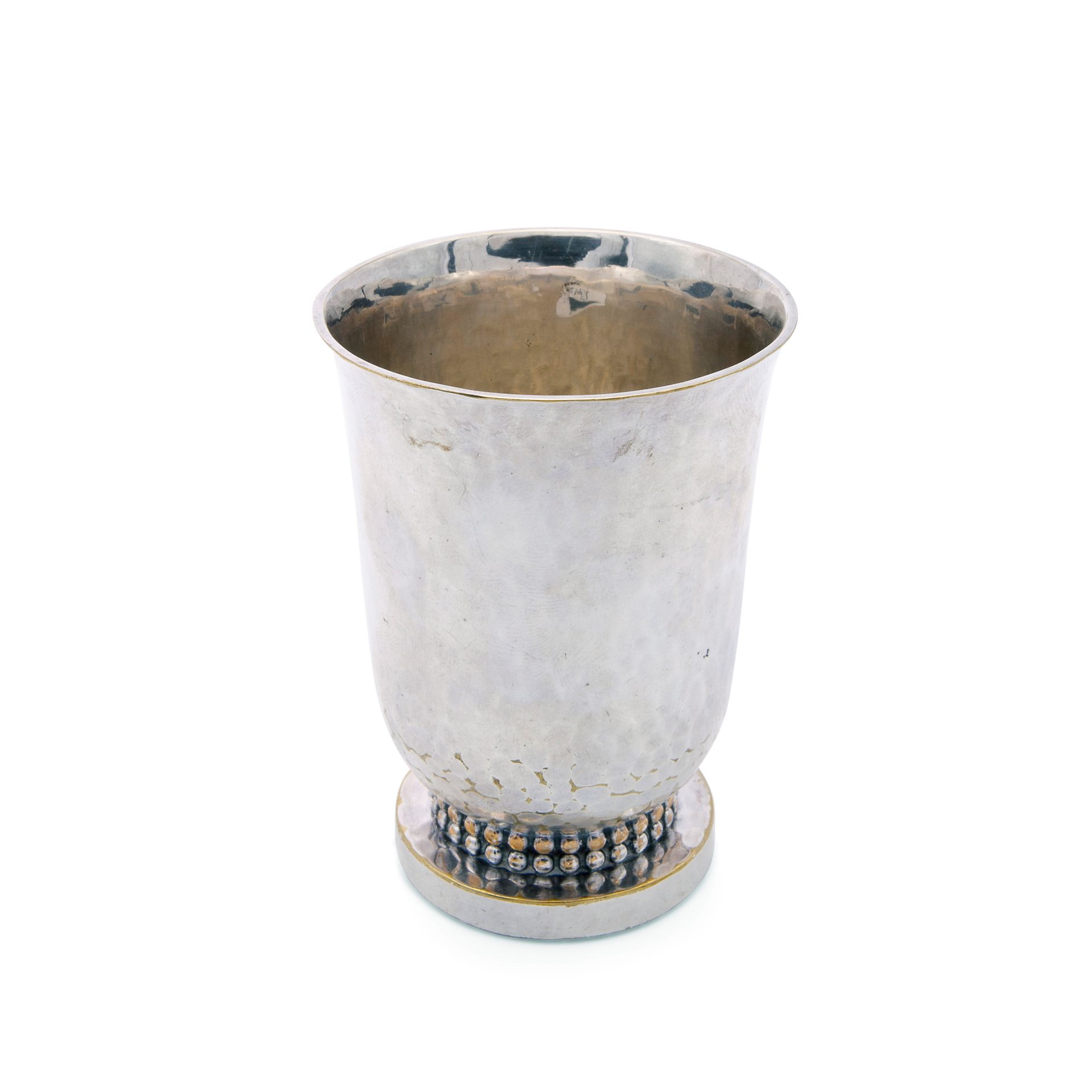 Jean Després, Art Deco beaker vase Totalmente de metal plateado y decorado con d&hellip;