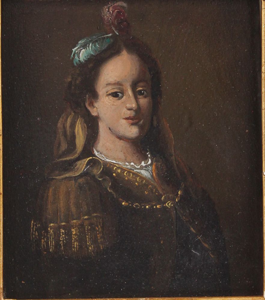 Null Portrait de femme. 17e/18e s. Portrait d'une dame en robe somptueuse et par&hellip;