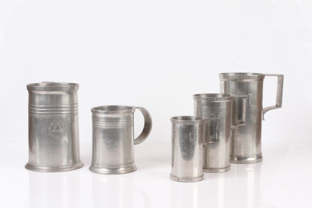 Null Five calibration vessels. German, around 1900, pewter. With calibration sta&hellip;