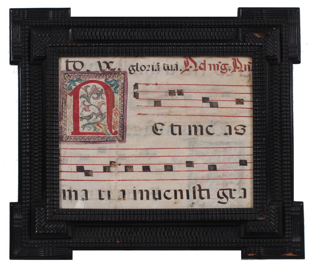 Null Feuille de choral d'un antiphonaire. Probablement du 16e siècle. Manuscrit &hellip;