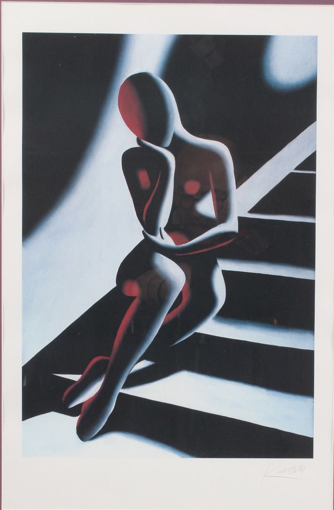 Null Kostabi, Mark. Los Angeles 1960. Mujer en la escalera. Serigrafía. Firmado &hellip;