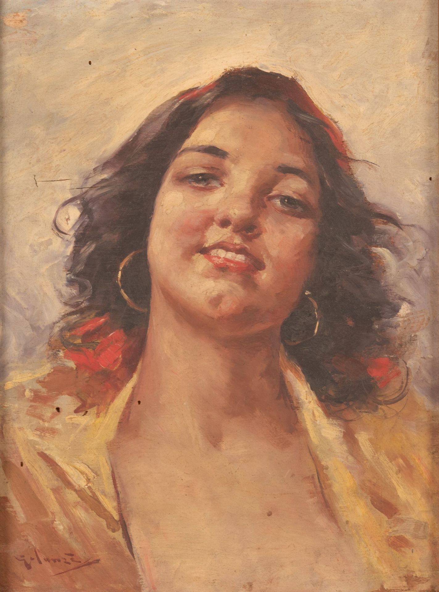 Francesco Galante (Foggia, 1884 - Napoli, 1972) Huile sur panneau cm 40x30 ; ave&hellip;
