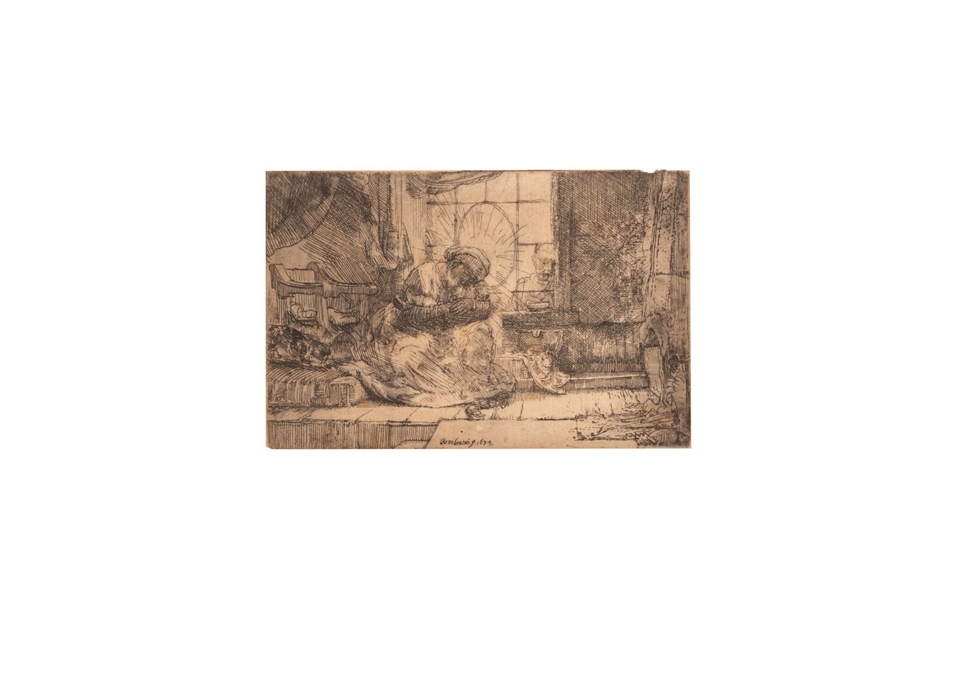 Rembrandt (Leida, 1606 - Amsterdam, 1669) Acquaforte cm 10x14 2