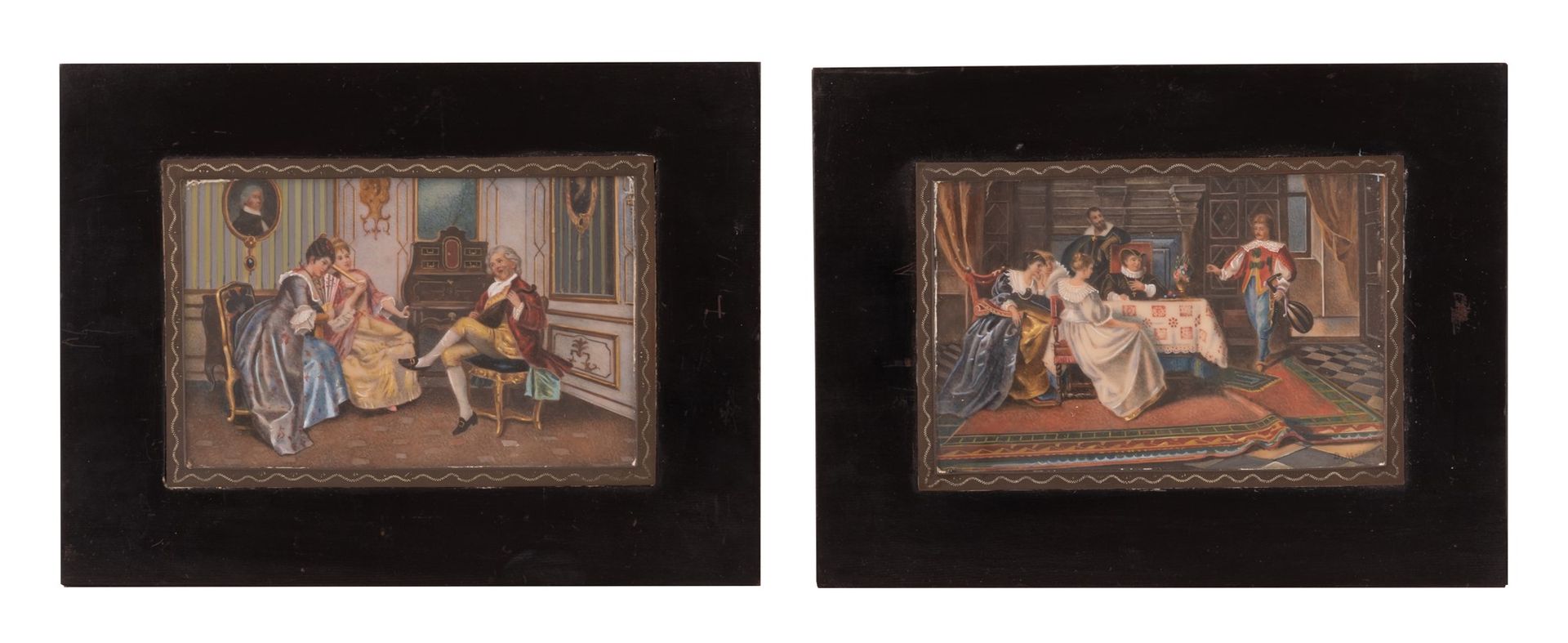 Anonimo francese del XVIII secolo ( - ) Tempera on paper 1) cm 11x15; 2) cm 16x2&hellip;