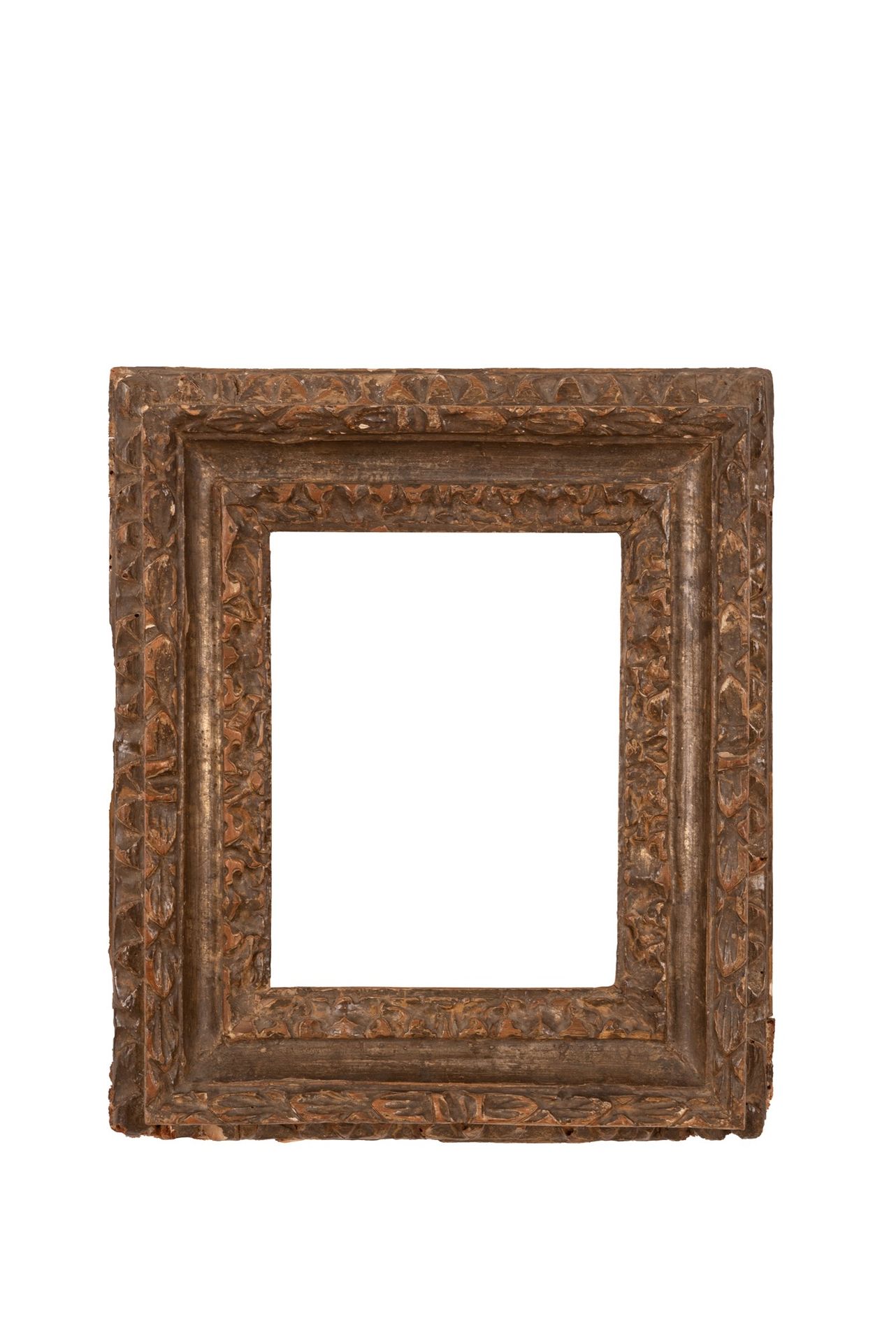 Cornice in legno XVII secolo 40x36 cm; luz interior 23x18 cm Siglo XVII2