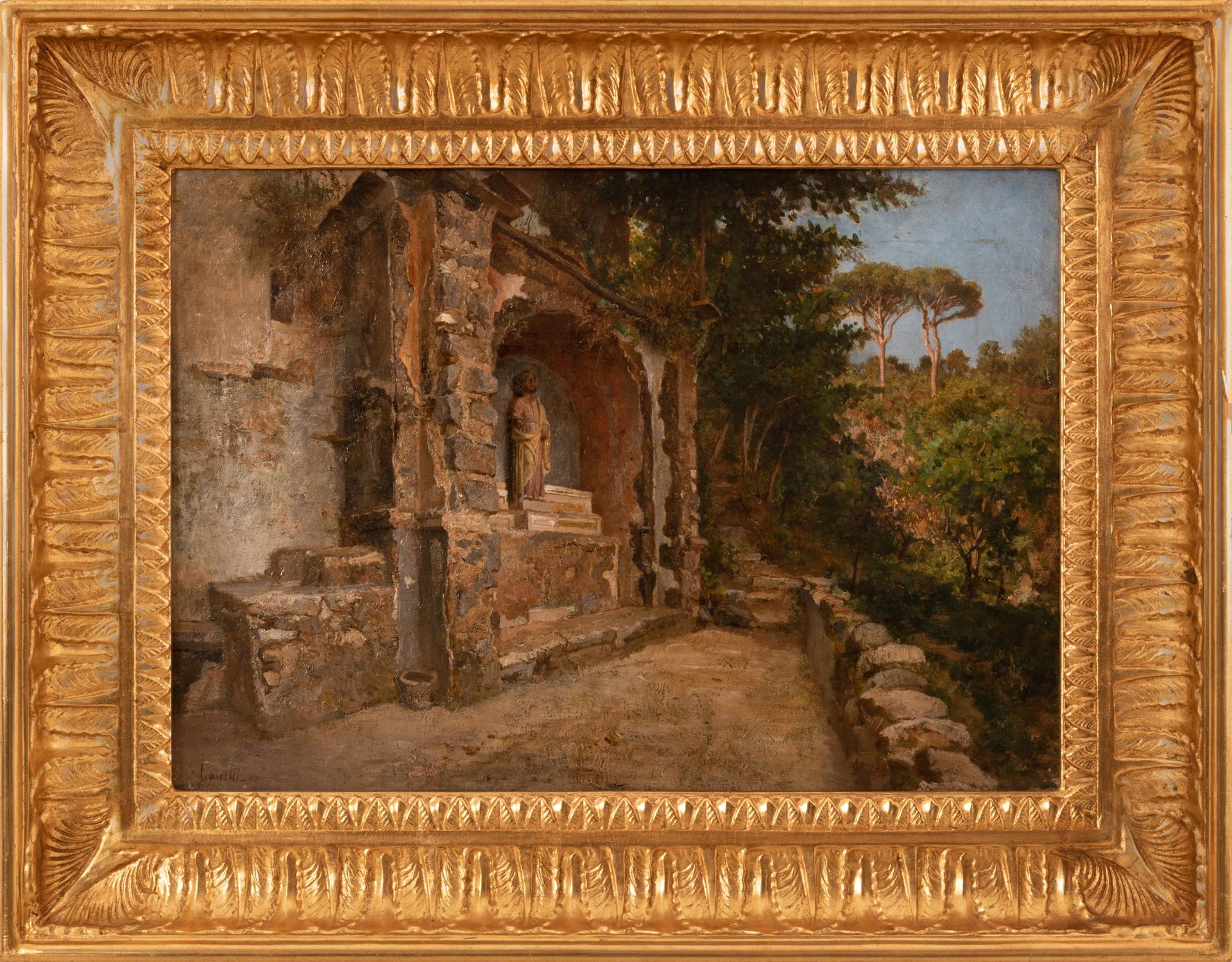 Valerico Laccetti Scorcio di santuario Huile sur toile cm 35x50 ; avec cadre cm &hellip;