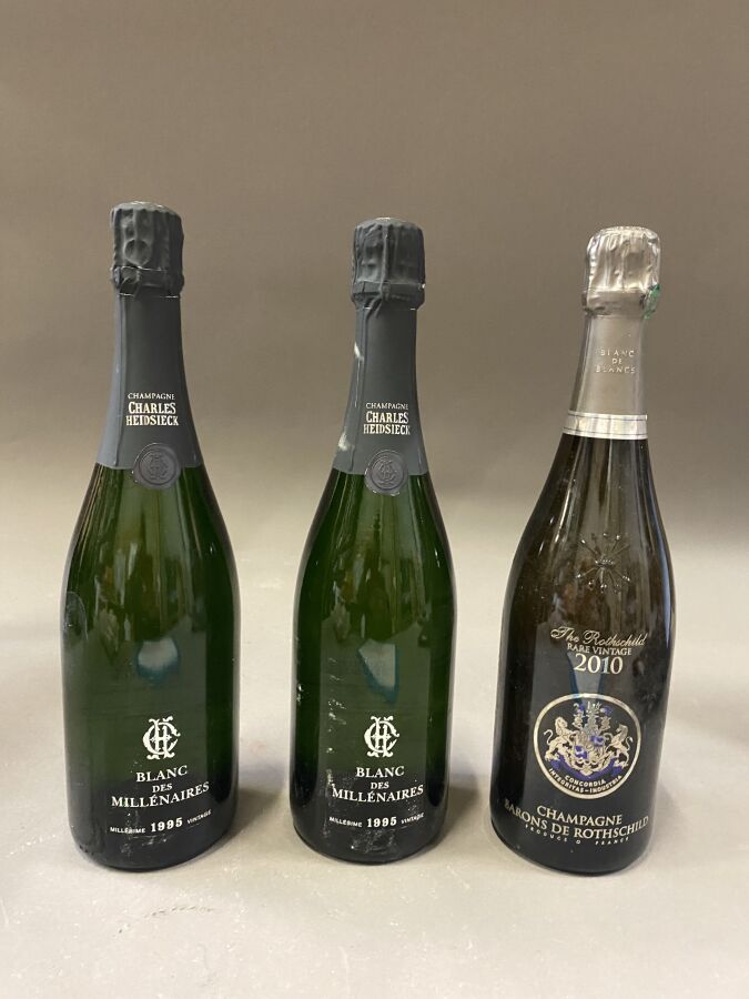 Null 3 bouteilles : 2 bts : CHAMPAGNE BLANC DES MILLENAIRES 1995 Charles Heidsie&hellip;