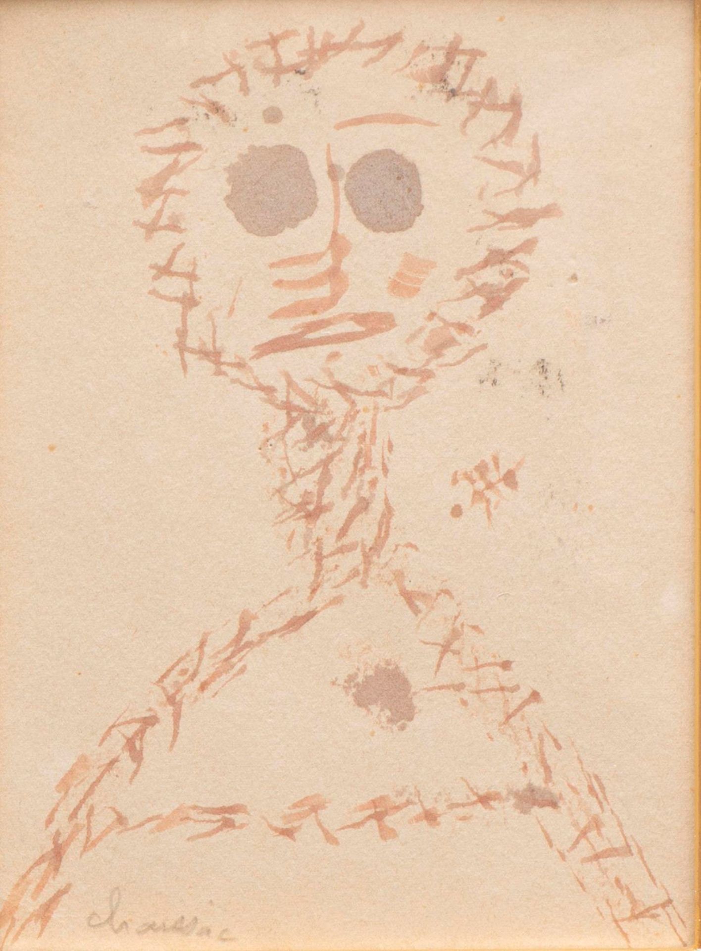 Null Gaston CHAISSAC (1910-1964) "Personnage" Tusche auf braunem Papier, links u&hellip;