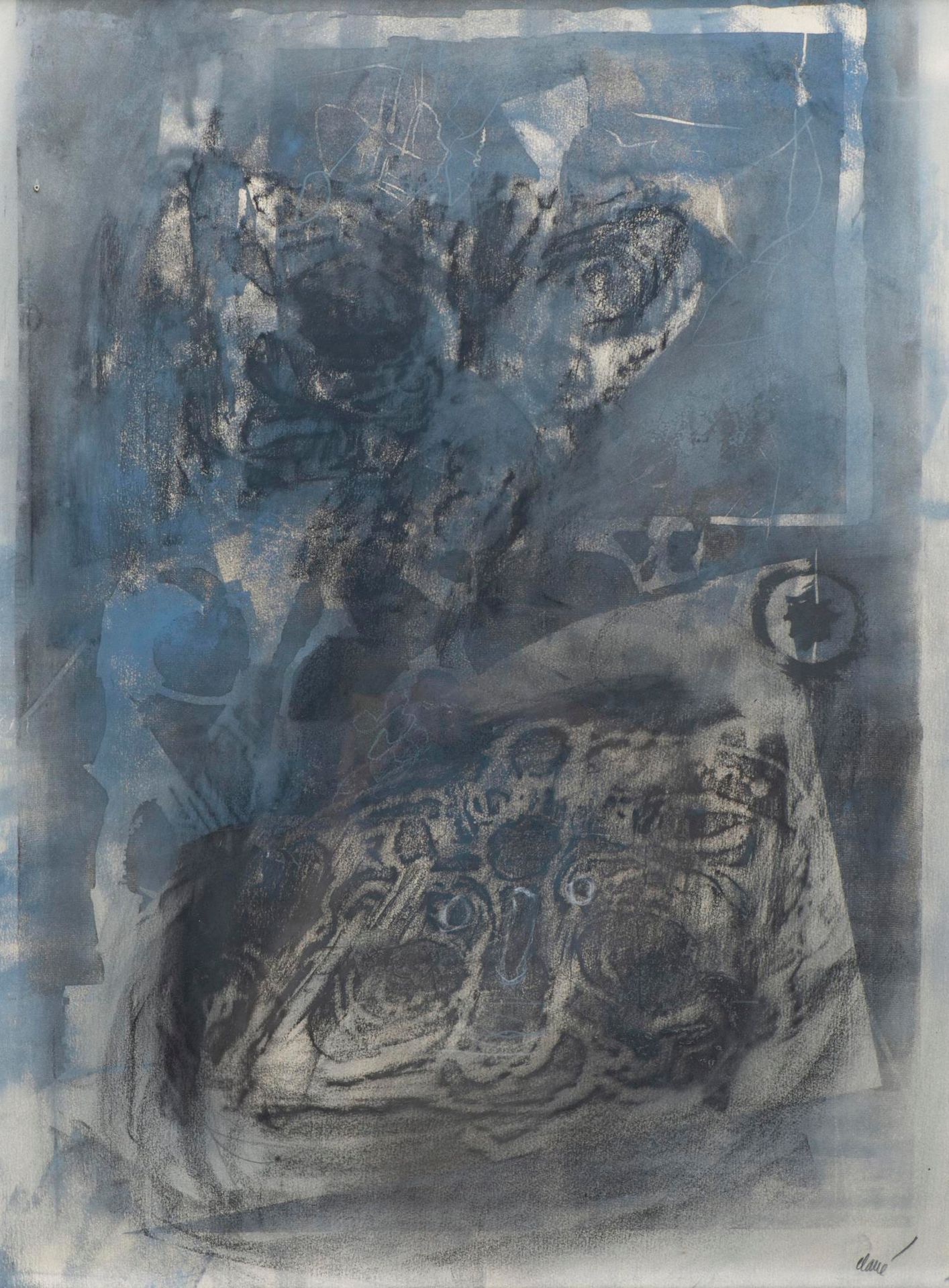 Null 安东尼-克拉夫（1913-2005），"人物 "混合技术，用木炭和白粉笔加强的钢网，右下角有签名

74 x 54 cm