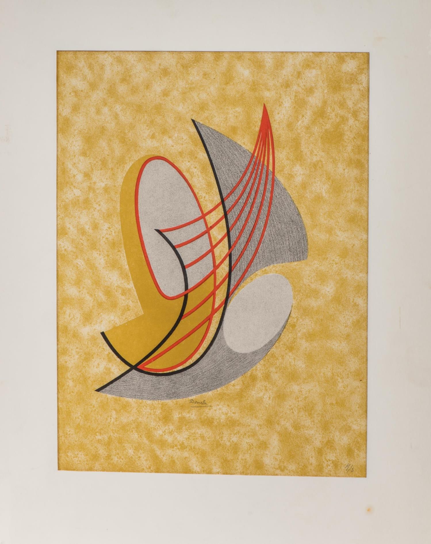 Null César DOMELA ( 1900-1992) 两幅平版画作品。

- 折叠纸上的 "紫红色构图"。底部中央有铅笔签名，右下方有4/5的编号，并在&hellip;