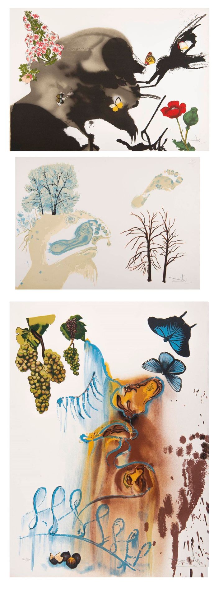 Null Salvador DALI (1904 - 1989), "Le stagioni", tre litografie a colori firmate&hellip;