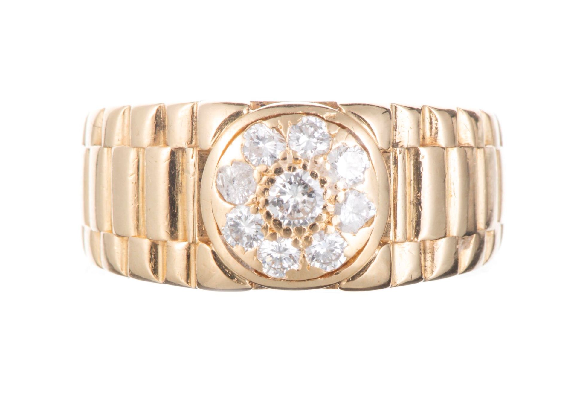Null .750 Gelbgold Rolex-Stil Ring mit 9 Diamanten von 0,03 ct für einen Gesamtb&hellip;