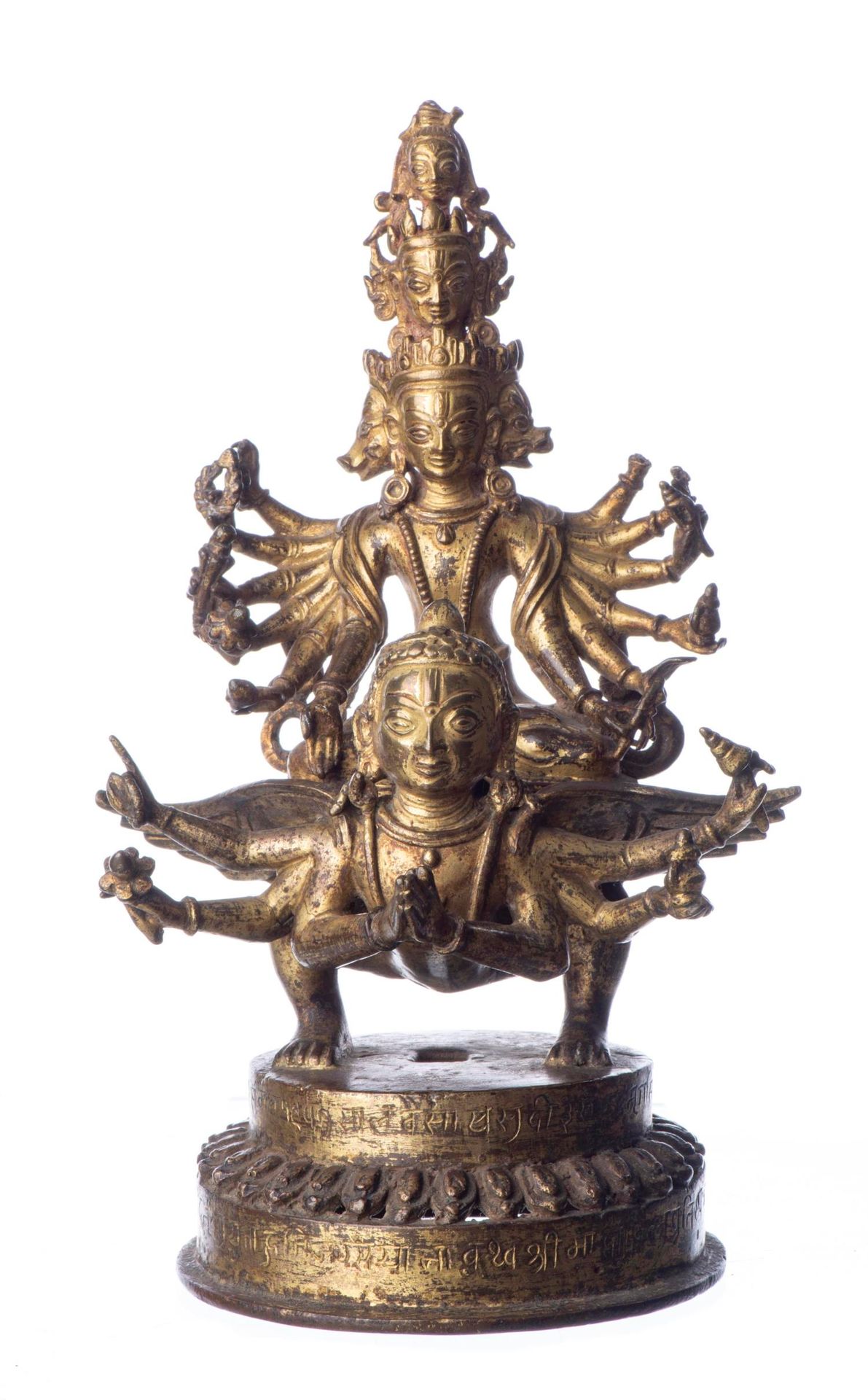 Null Rappresentazione in bronzo dorato di Ekadashahamukha-Avalokiteshvara con 12&hellip;