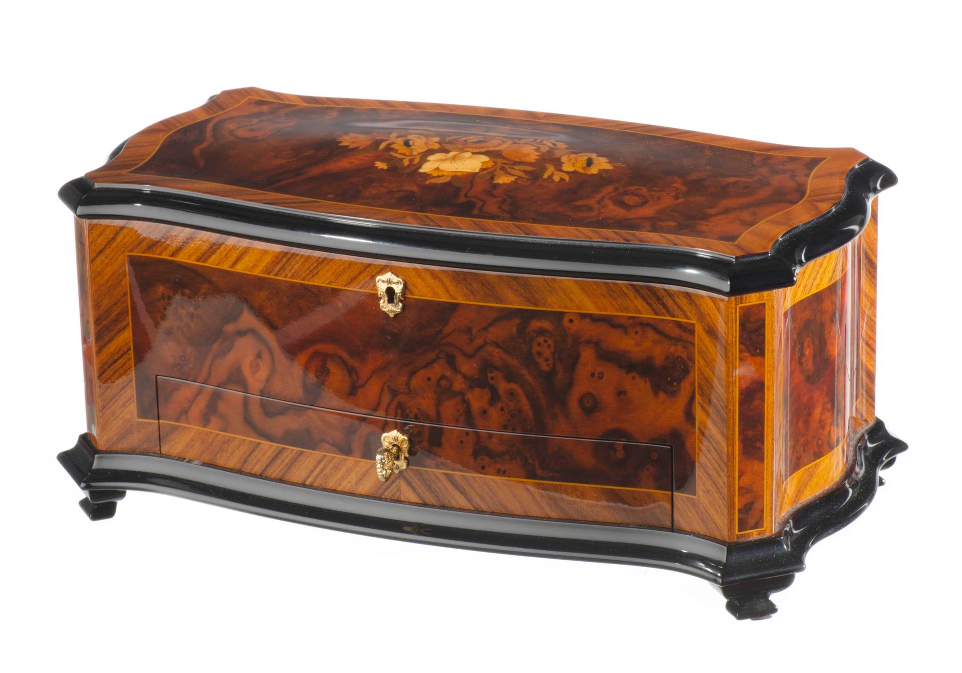 Null REUGE, model 'Dolce Vita', music box in burr walnut and inlaid decoration.
&hellip;