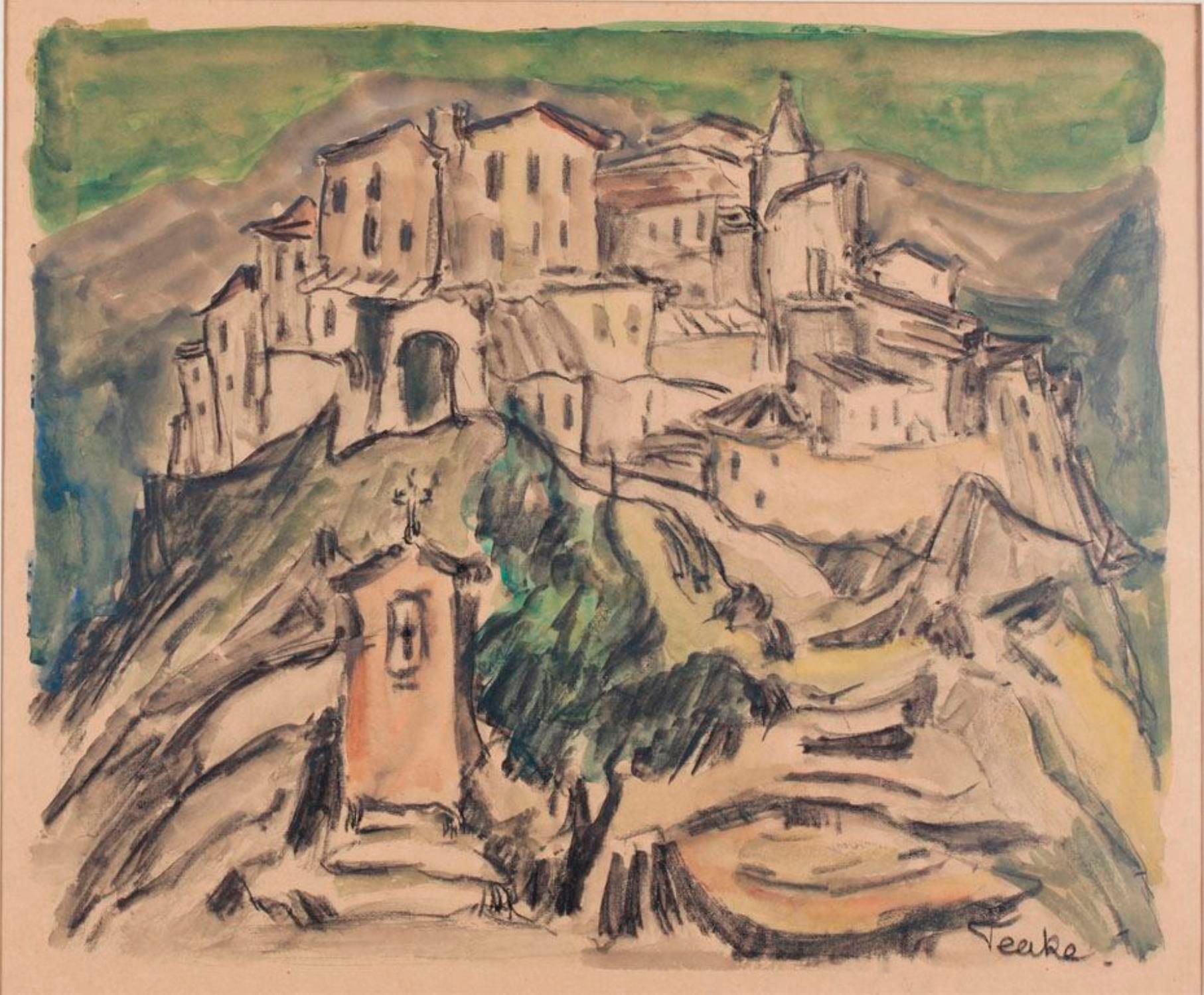Null Jean Peské (1870-1949) entourage de., 'Village de montagne', Kohle und Aqua&hellip;
