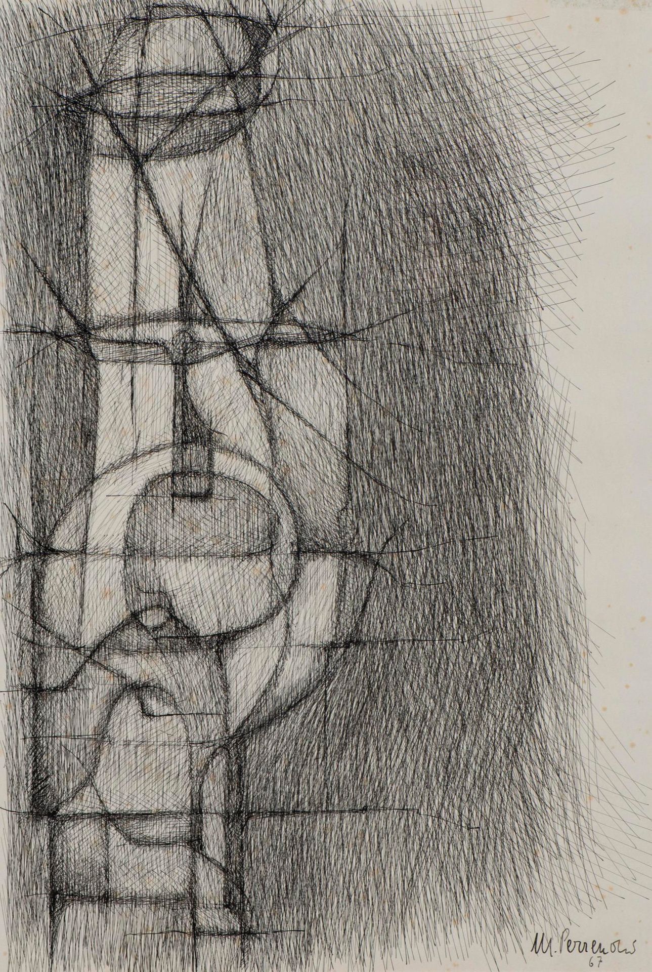 Null Maurice PERRENOUD (1914-2007), 'Composition abstraite', Tusche auf Papier, &hellip;