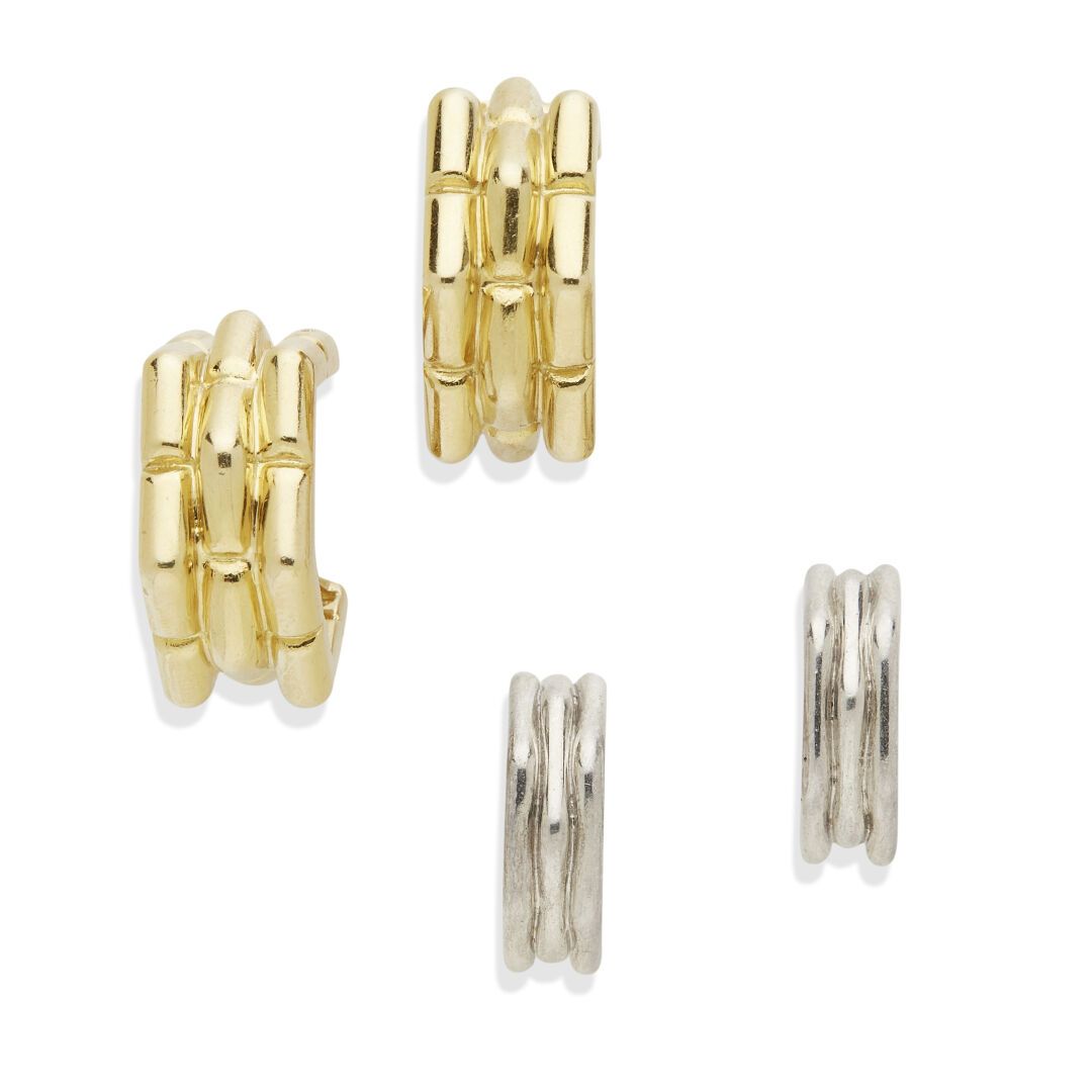 DIOR Pair of earrings, by Dior 

In 18K (750) gold forming a cut hexagon, Péry &&hellip;