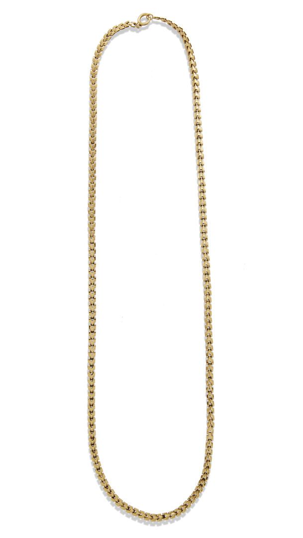 Null Halskette aus Gold

18 Karat Gold (750), mit Fischgräten-Gliedern, Bruttoge&hellip;