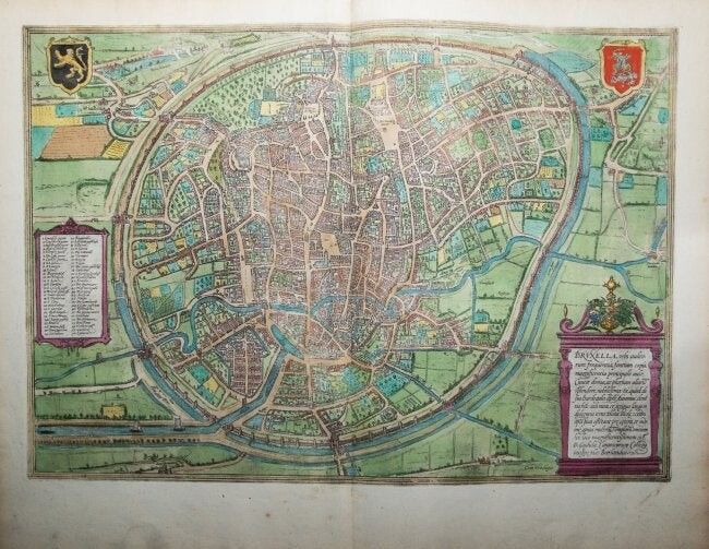 G. Braun & F. Hogenberg: Map of Brussels, 1575 Vista de pájaro de la ciudad de B&hellip;