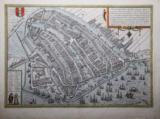 G. Braun & F. Hogenberg: Map of Amsterdam, Year 1580 Amstelredamum Nobile Inferi&hellip;