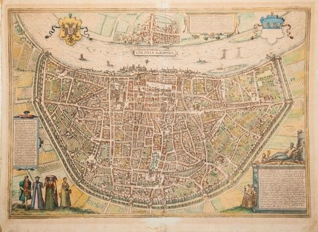 COLONIA AGRIPPINA, BRAUN & HOGENBERG'S VIEW OF KÖLN YEAR 1572. A bird's-eye view&hellip;