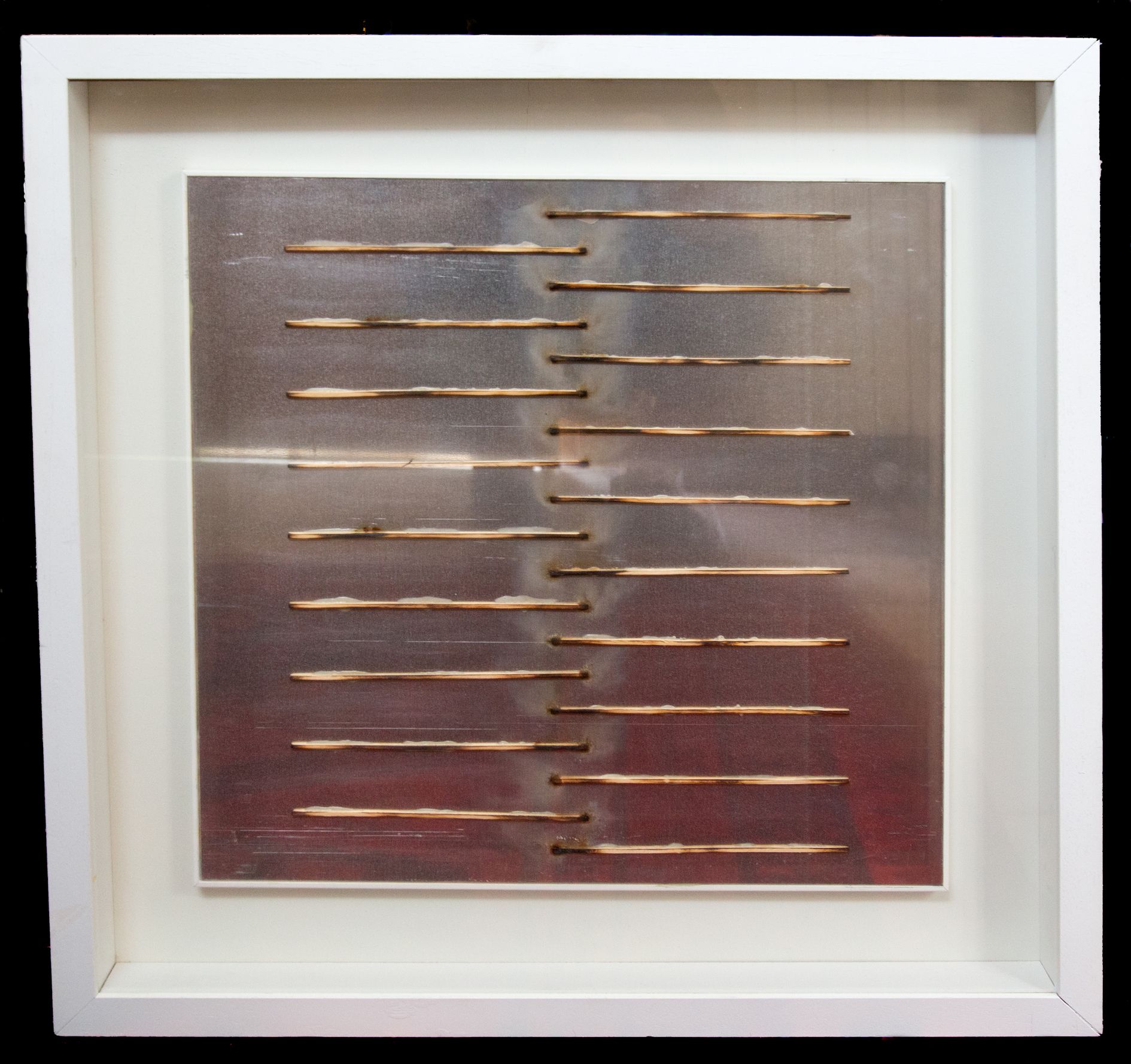 BERNARD AUBERTIN "Dessin de feu". Matches burned on aluminum. Year 2010. Size 50&hellip;