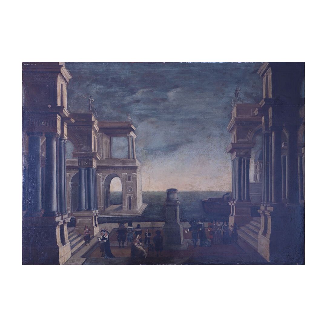ECOLE ITALIENNE DU XVIIème SIECLE 17世纪的意大利学校

宫殿中的雅士

帆布

无框架（修复和缺乏）。

宫殿中的雅士，帆布&hellip;