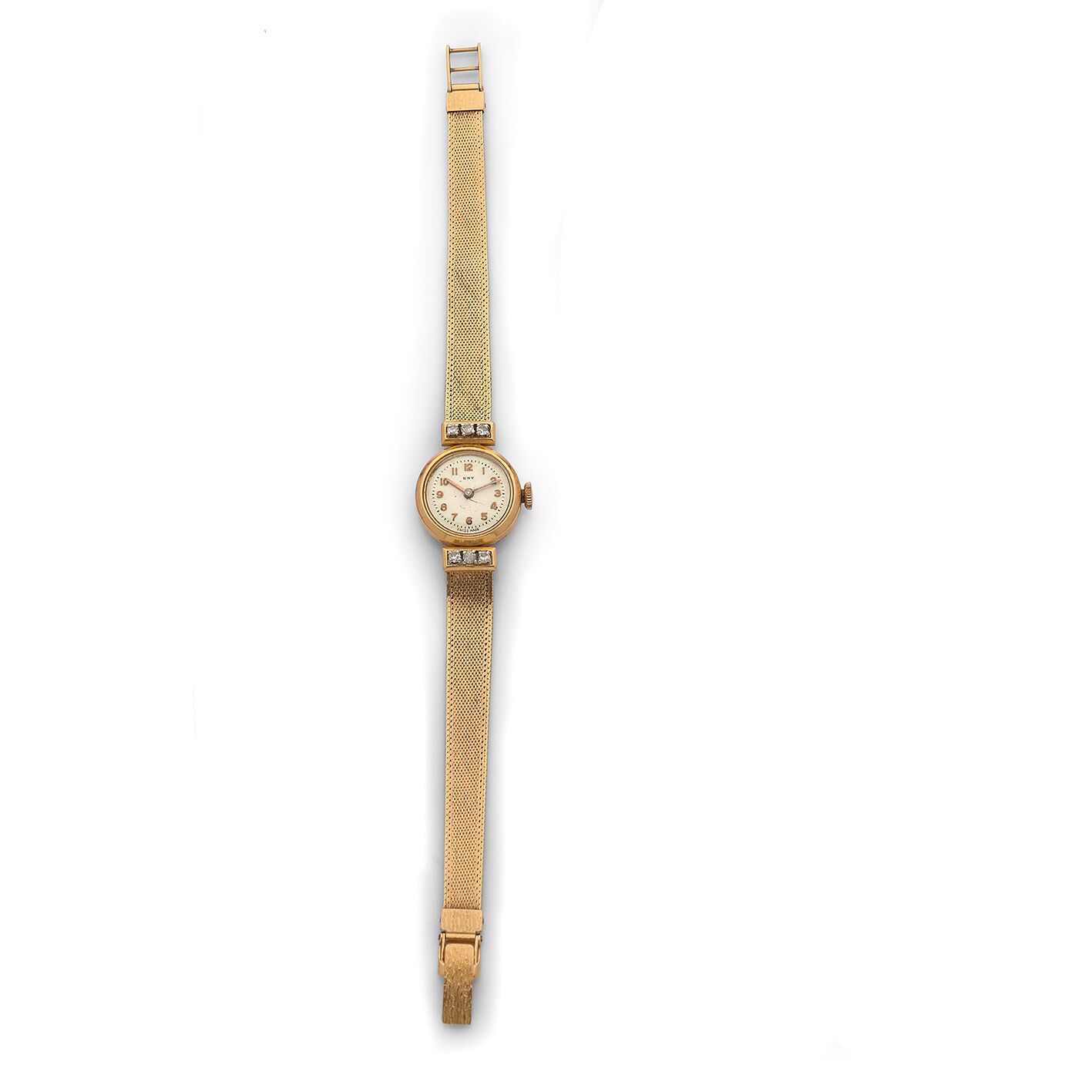 ERY ERY
Lady's watch in gold 18K (750 thousandths), circa 1950, silvered dial, A&hellip;