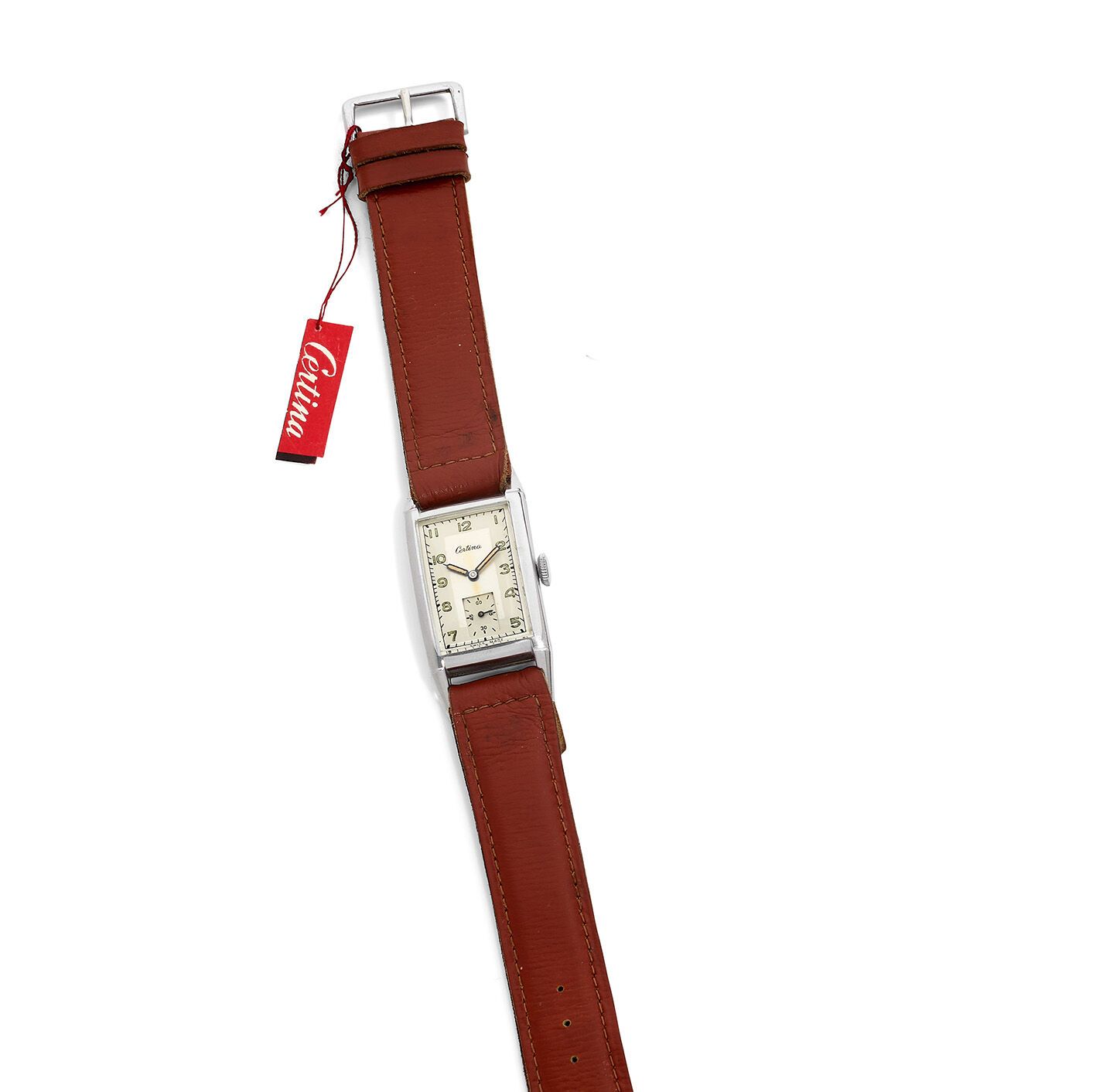 CERTINA CERTINA 
Men's steel and metal wristwatch, circa 1950, curved rectangula&hellip;