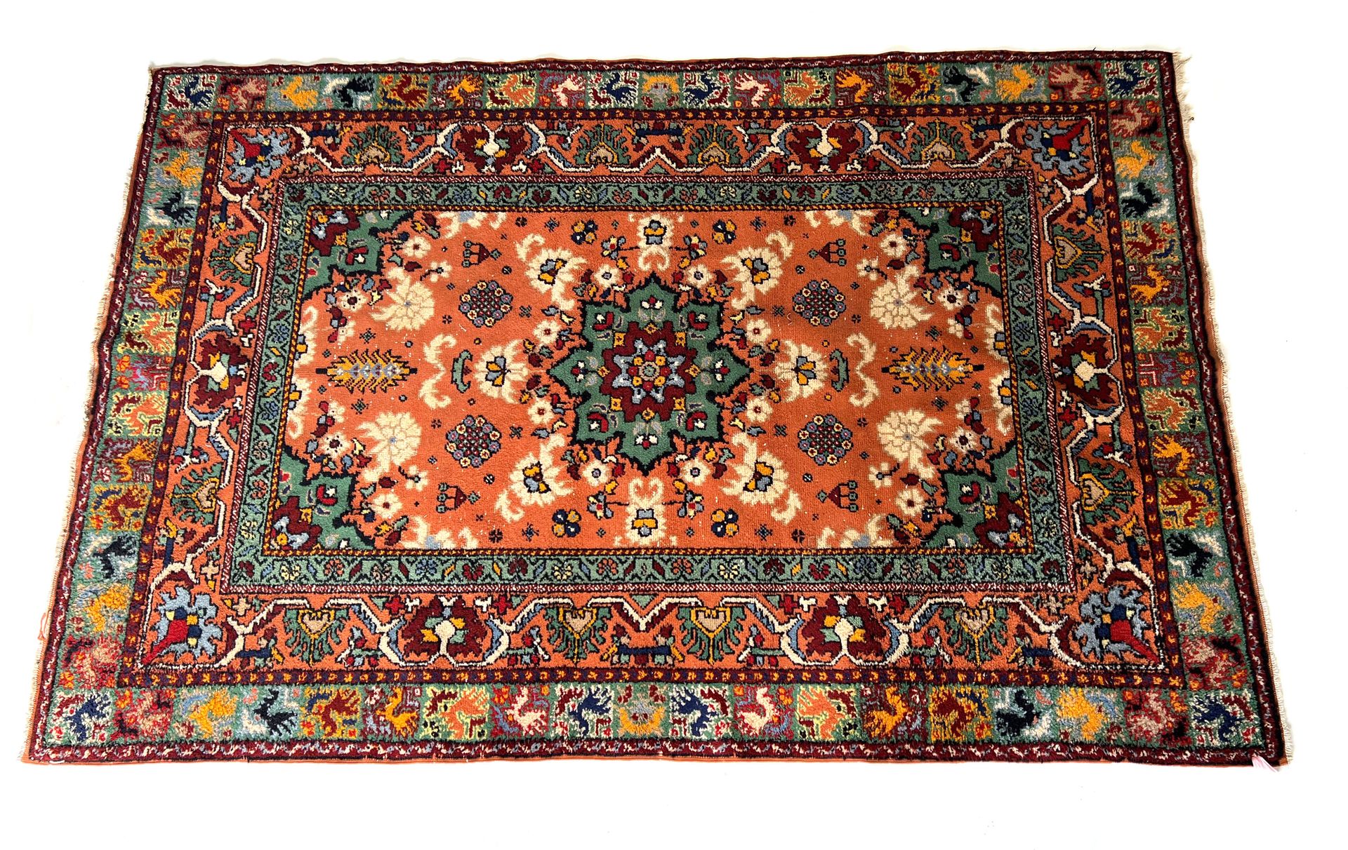 Null RUGS OF THE EAST 

Carpet with orange, green and red-brown tones, triple bo&hellip;