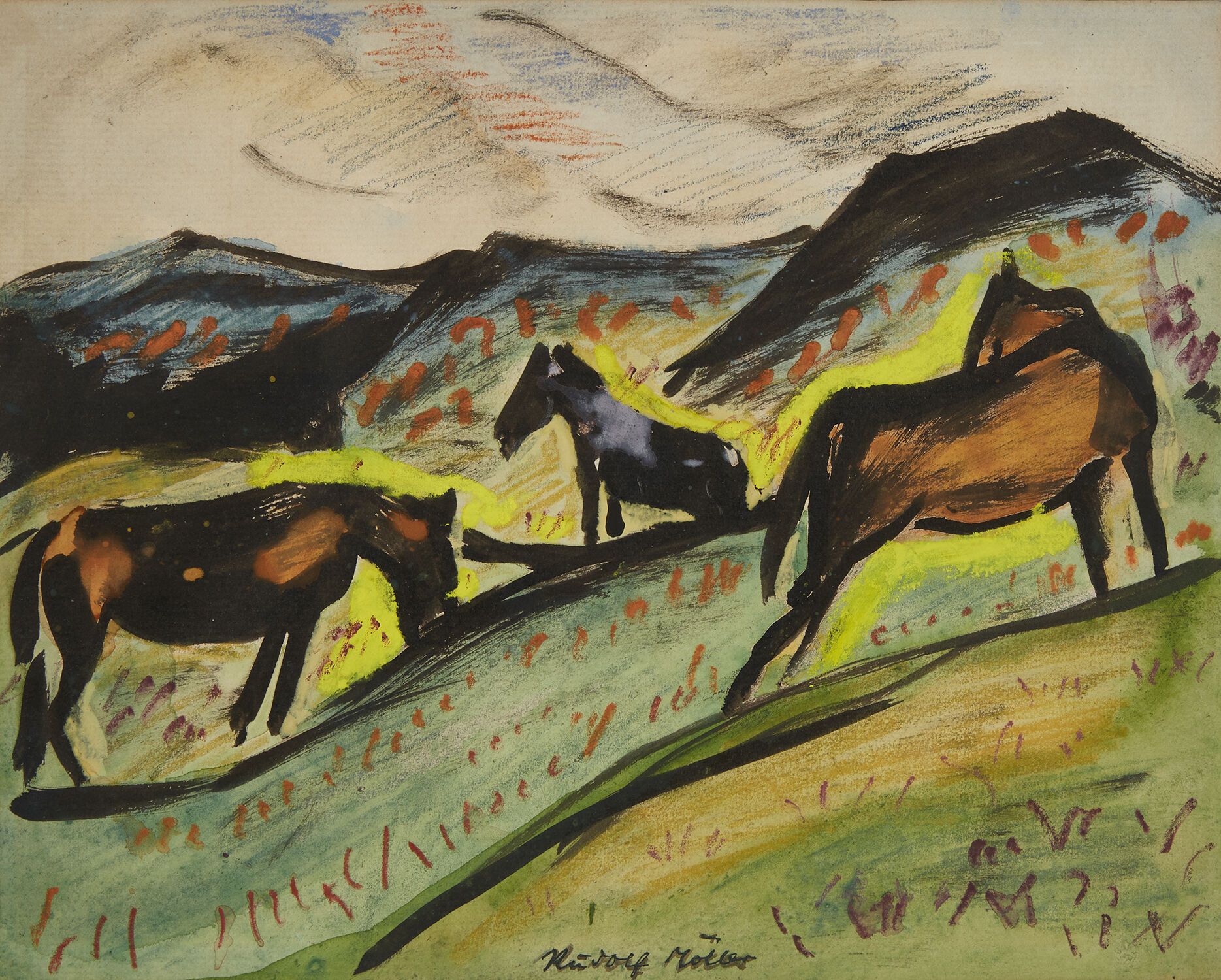 RUDOLF MÖLLER RUDOLF MÖLLER (1881-1967)
Chevaux
Lavis, aquarelle et gouache, sig&hellip;