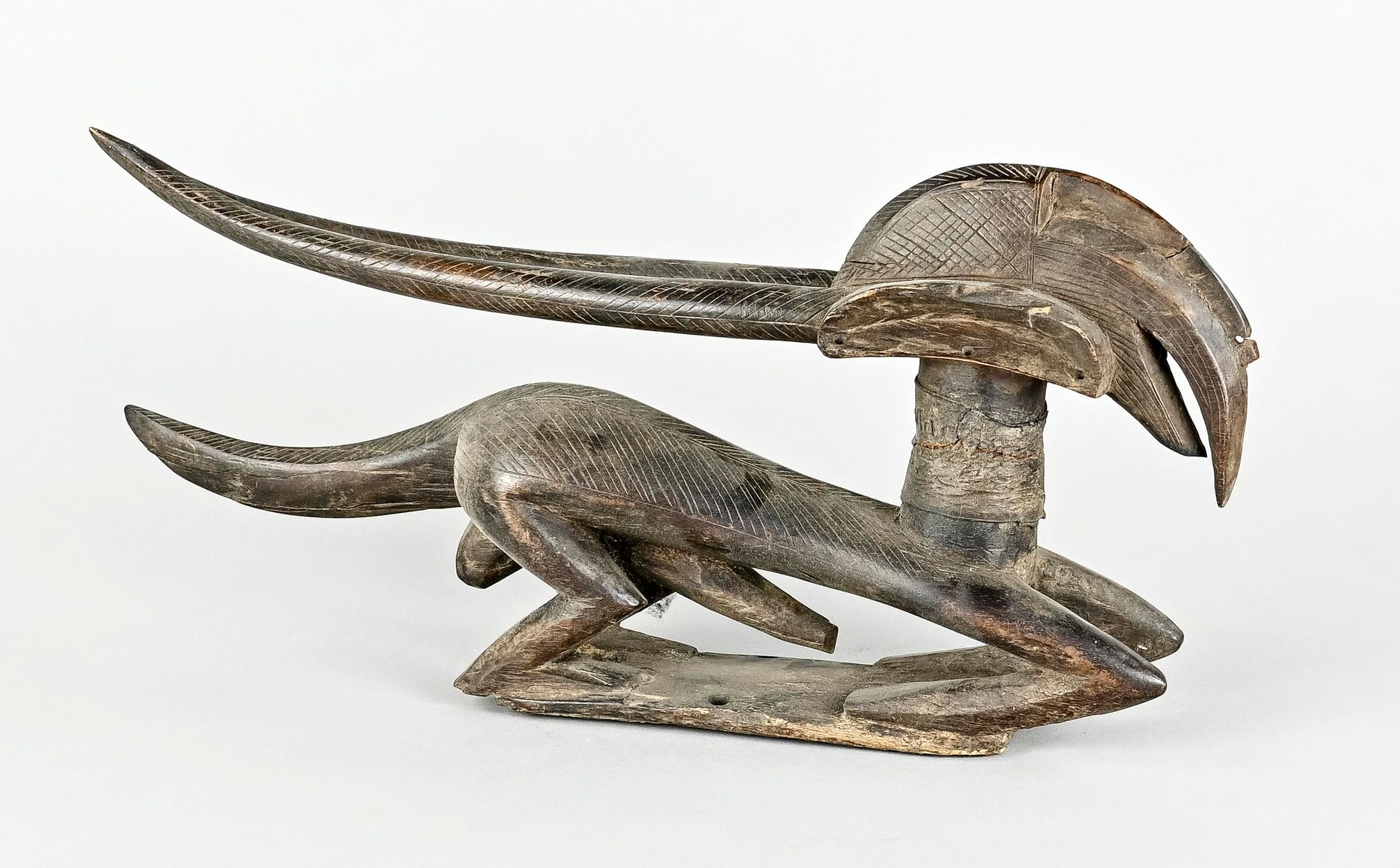 Null Antilopes type Tjiwara horizontal, Bambara, Mali, style Bamako, Attaché au &hellip;