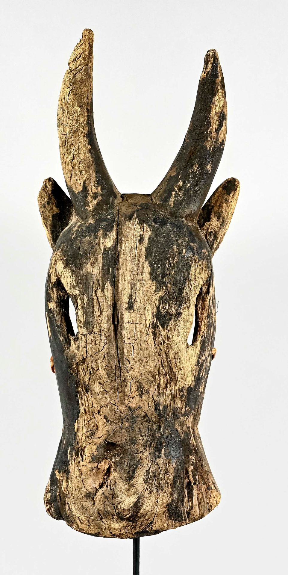 Null Masque animal cornu avec yeux latéraux, Afrique, hauteur env. 47 cm, traces&hellip;